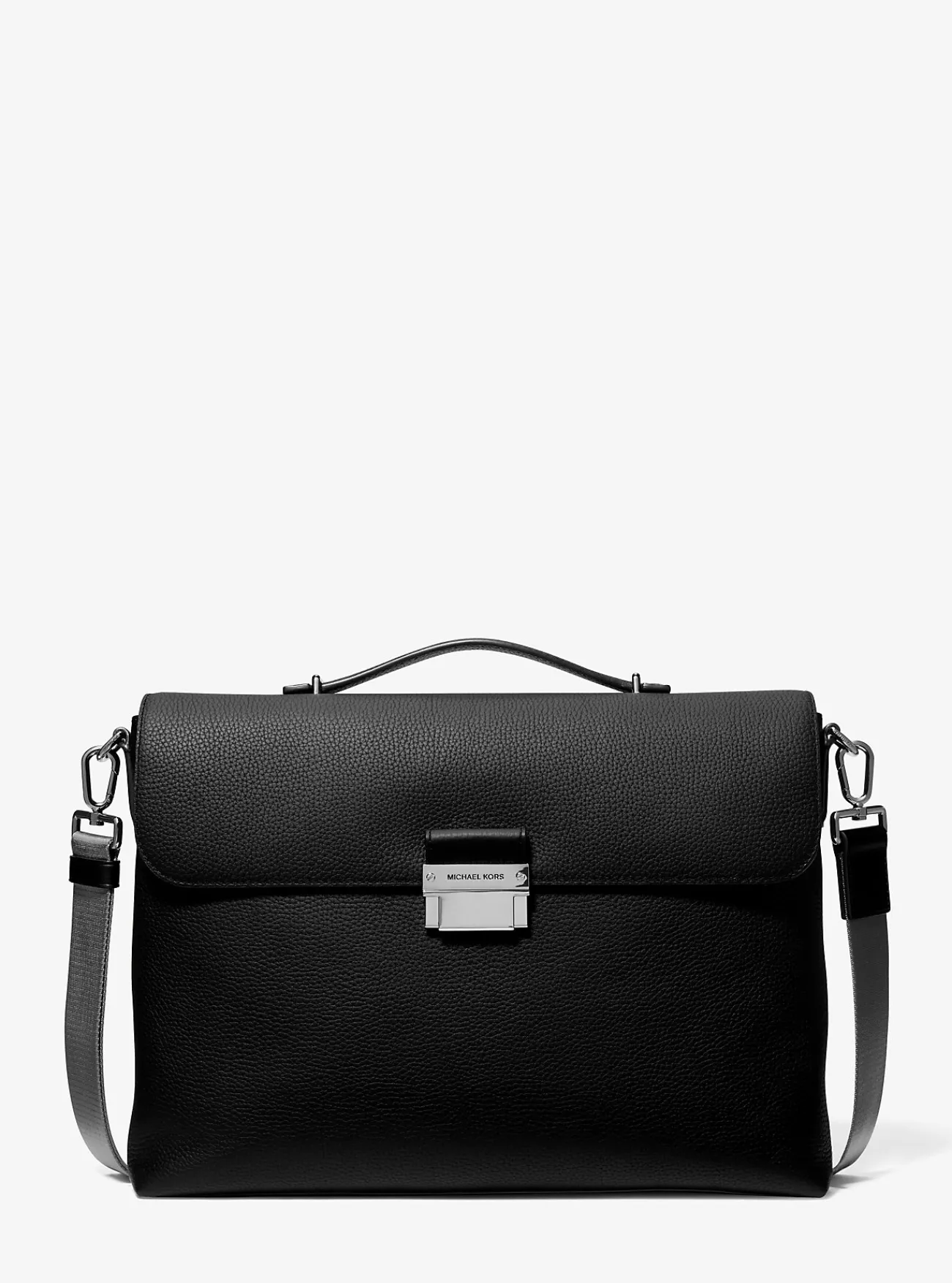 Michael Kors Aktetas Hudson van getrommeld leer ZWART Outlet