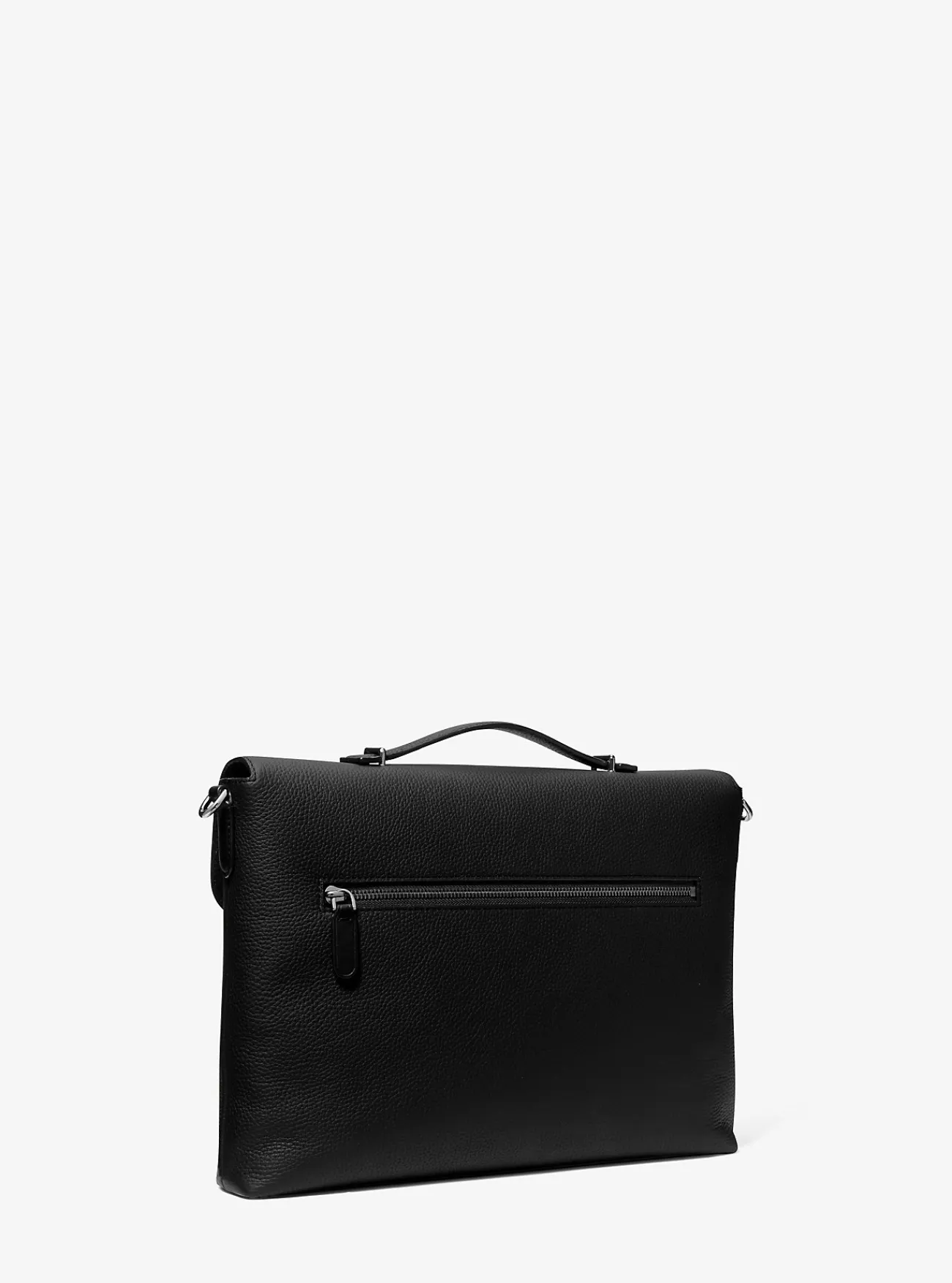 Michael Kors Aktetas Hudson van getrommeld leer ZWART Outlet