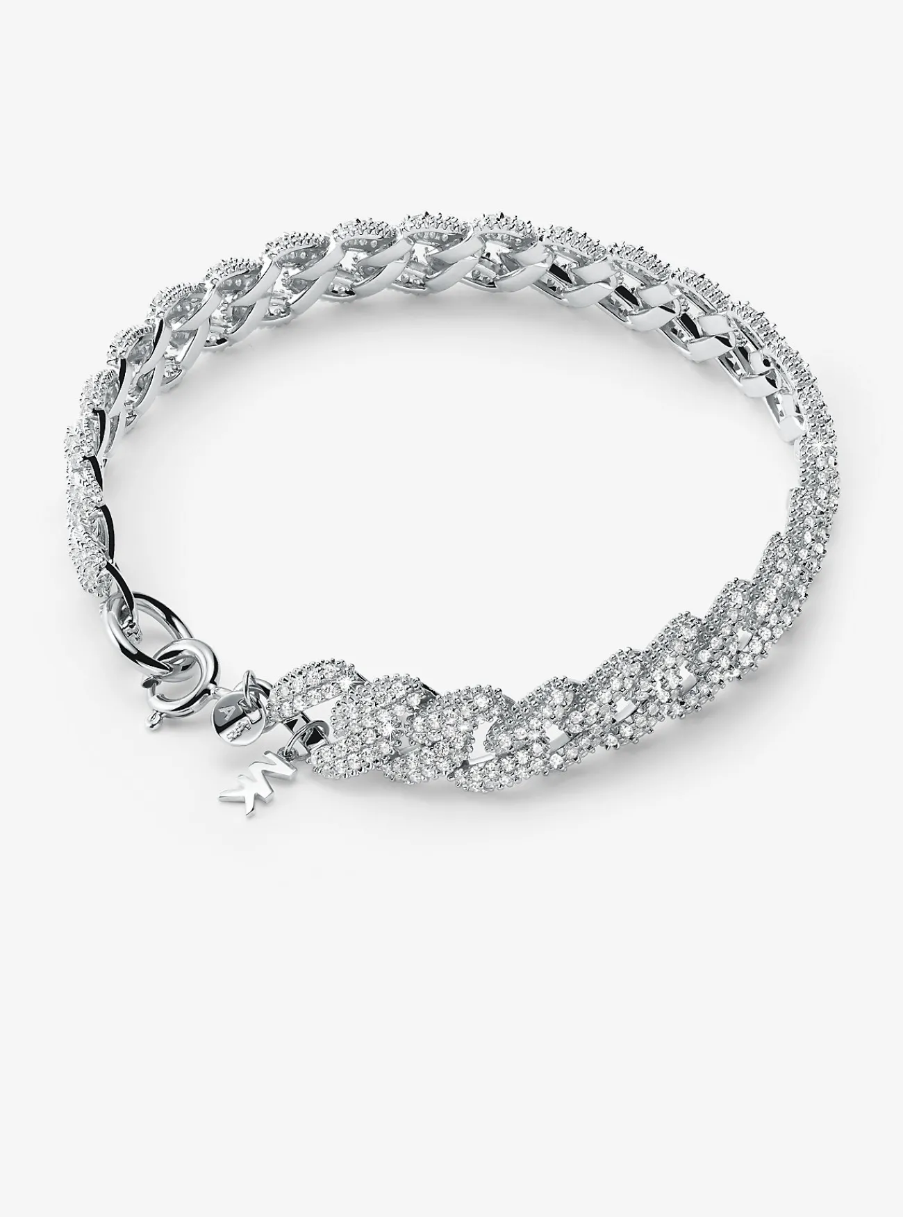 Michael Kors Armband van sterling met platering met edelmetaal en steentjes ZILVER Best