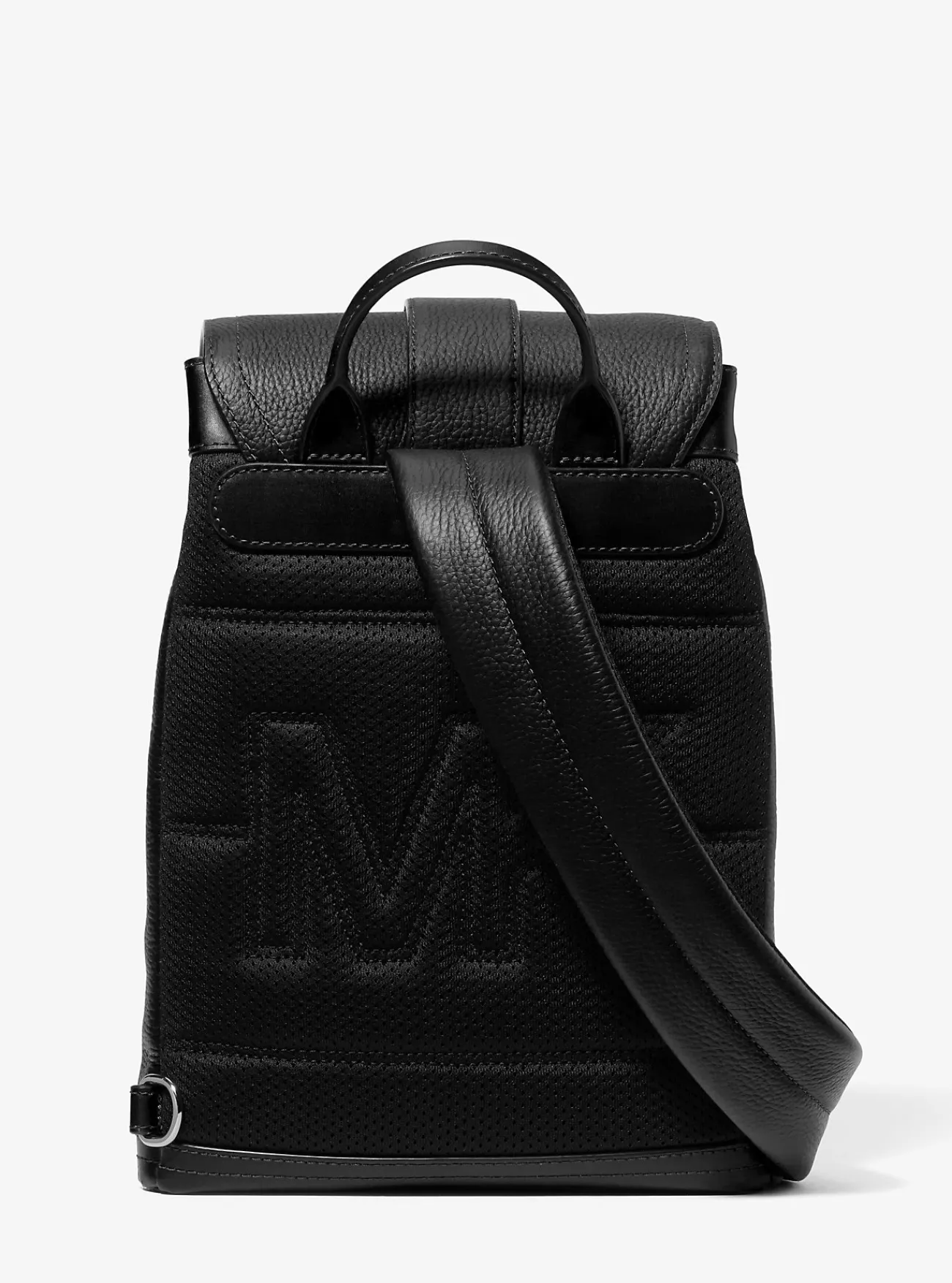 Michael Kors Aviator-schoudertas Hudson van leer ZWART Sale