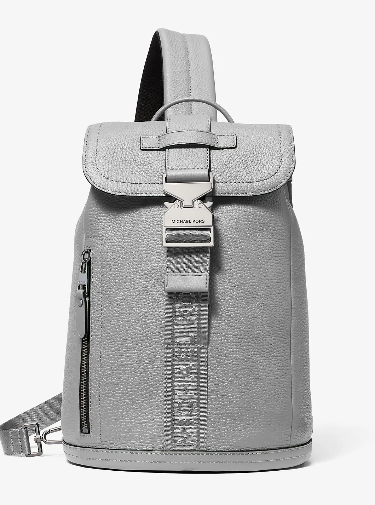 Michael Kors Aviator-schoudertas Hudson van leer STEENGROEVEGRIJS Discount