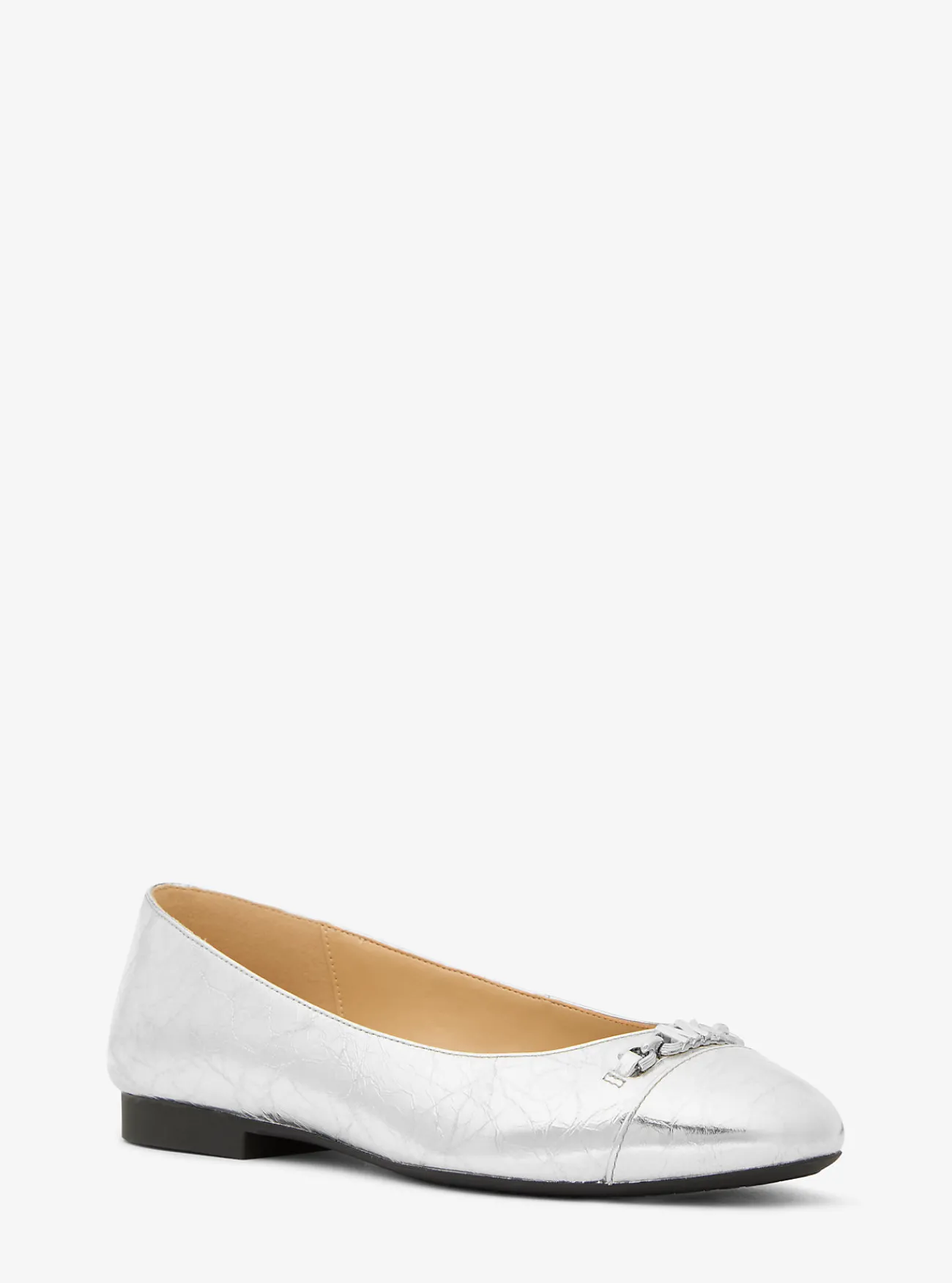 Michael Kors Ballerina Rebecca Flex van metallic craquel&eacute; leer ZILVER Online
