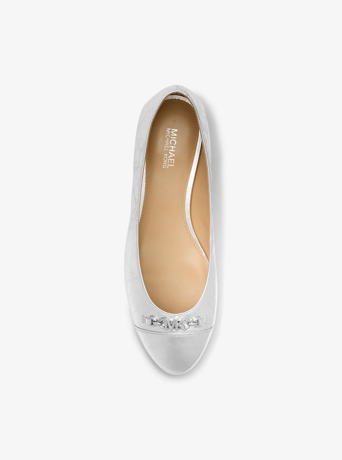 Michael Kors Ballerina Rebecca Flex van metallic craquelé leer ZILVER Online