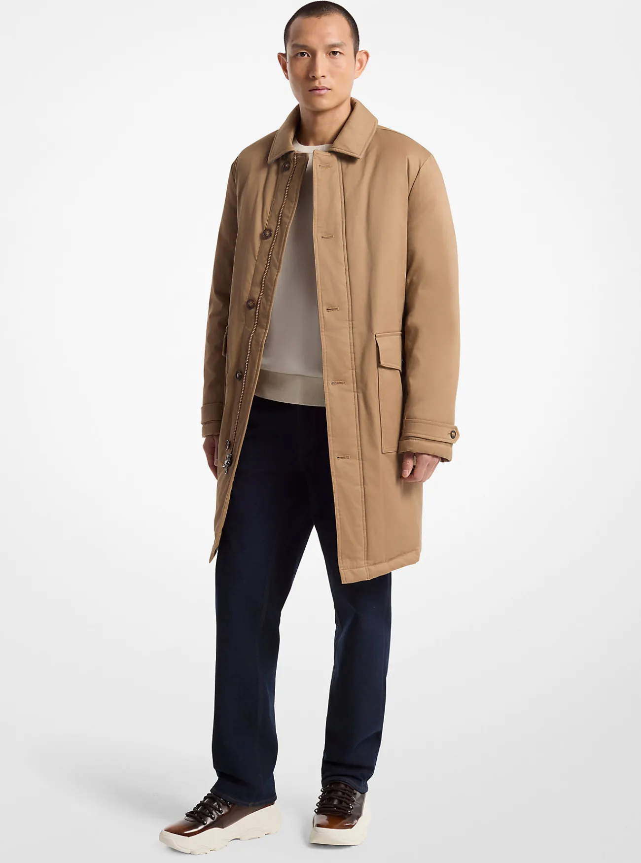 Michael Kors Balmacaan van katoenmix DONKERCAMEL Discount