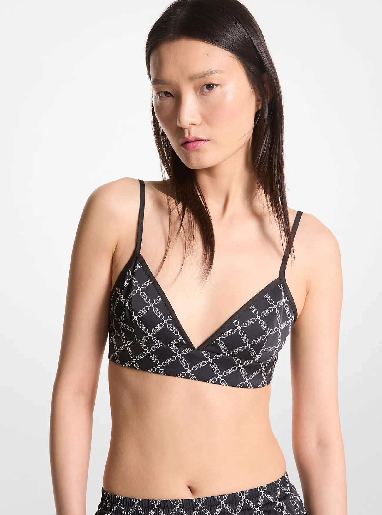 Michael Kors Behatop van satijn met Empire-logoprint Hot