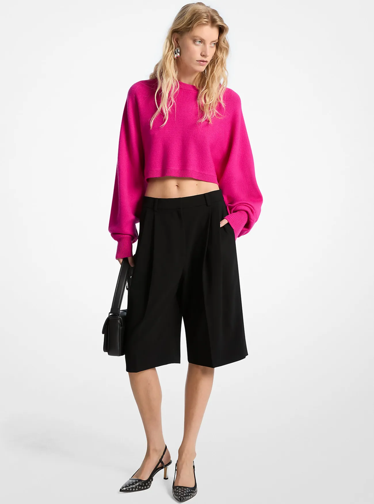 Michael Kors Bermudashort van cr&ecirc;pe met plooien ZWART Sale