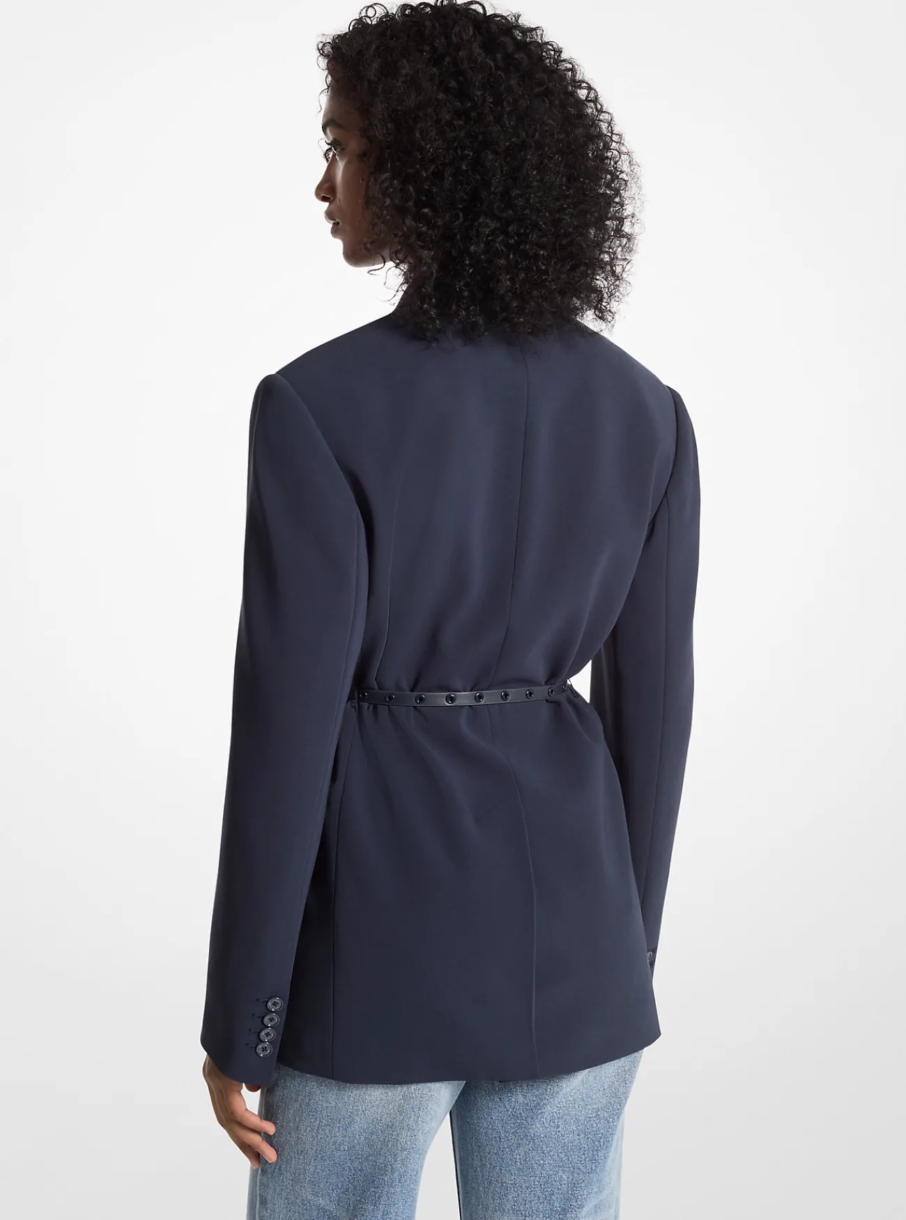 Michael Kors Blazer van cr&ecirc;pe met dubbele knopenrij en riem ADMIRAALBLAUW Best