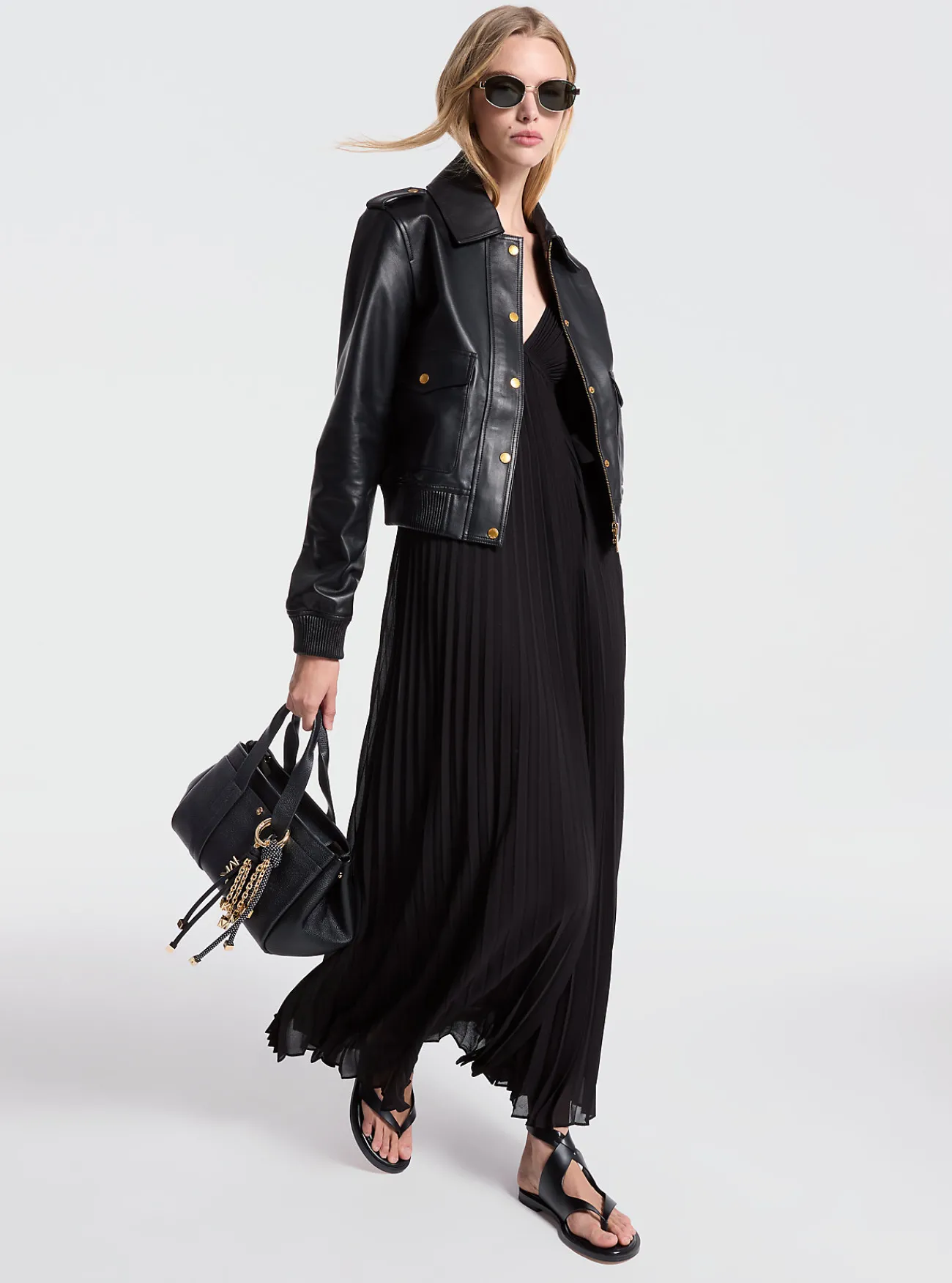 Michael Kors Blousonjack van leer ZWART Sale
