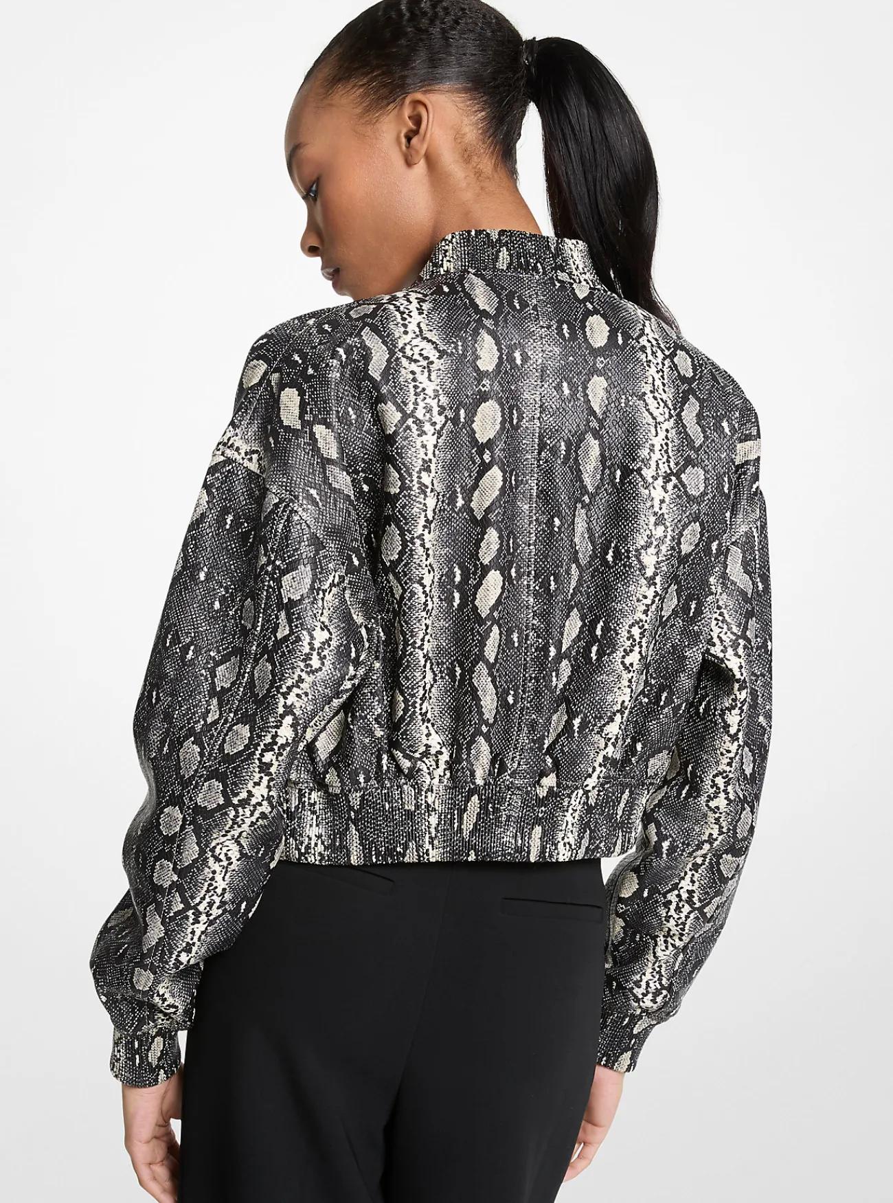 Michael Kors Blousonjack van leer met slangenprint in reli&euml;f [3466] Online