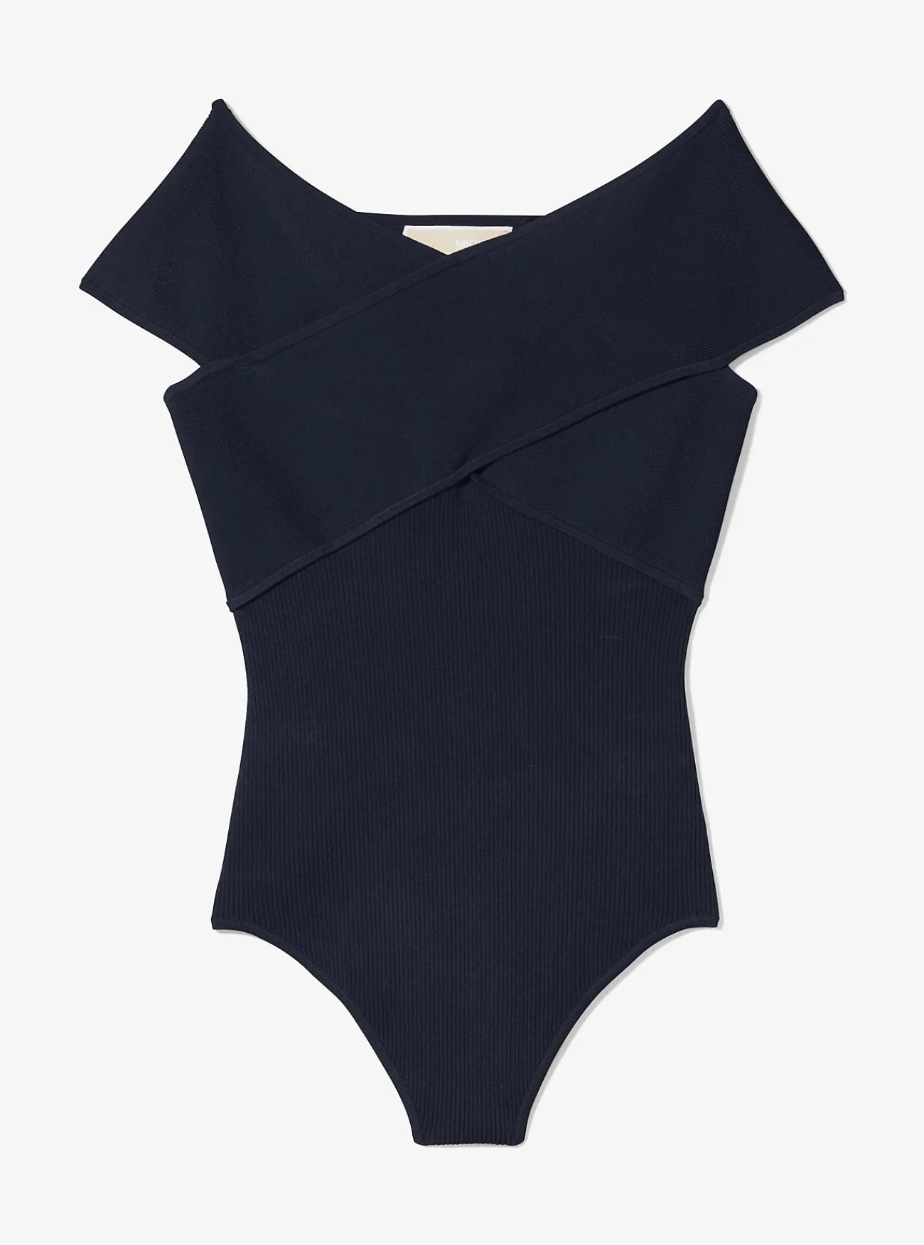 Michael Kors Bodysuit van geribd stretchbreisel met gekruist detail MIDNIGHTBLUE Outlet
