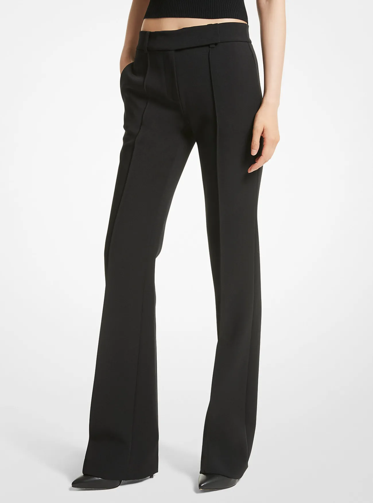 Michael Kors Broek met bootcut en weving ZWART Discount