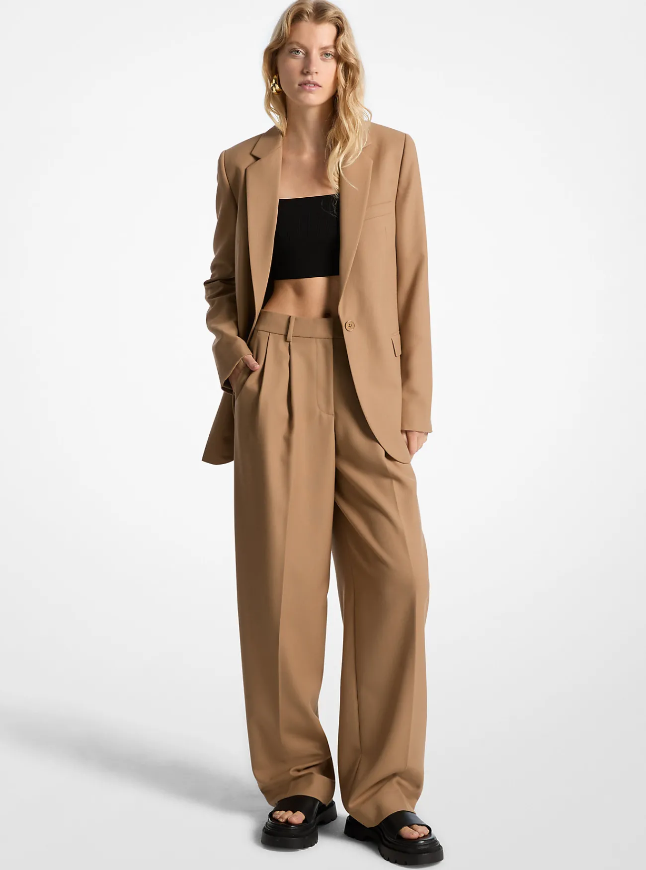 Michael Kors Broek met plooien en wijde pijpen CAF&Eacute; Best