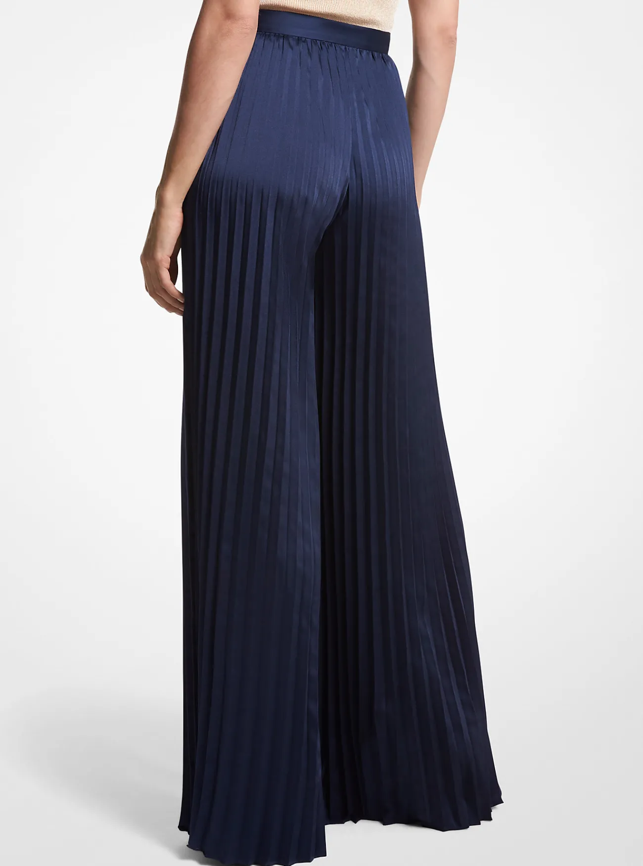 Michael Kors Broek van satijn met plooien en wijde pijpen MIDNIGHTBLUE Discount