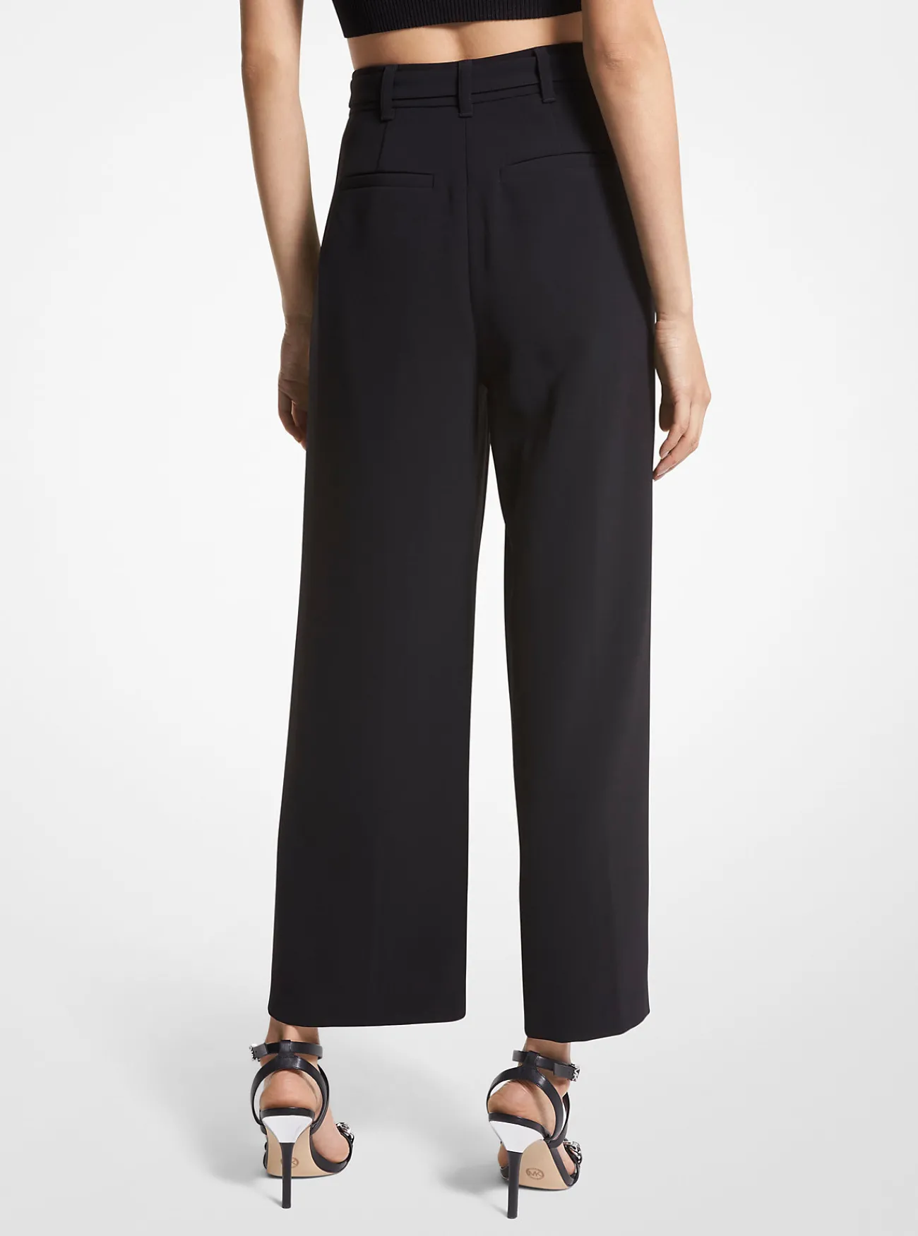 Michael Kors Broek van twill met stretch met riem en korte pasvorm ZWART Discount