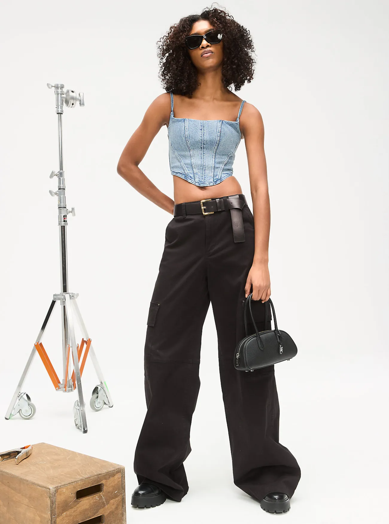 Michael Kors Bustiertop van denim met stretch BLAUWVINTAGEWASSING Hot
