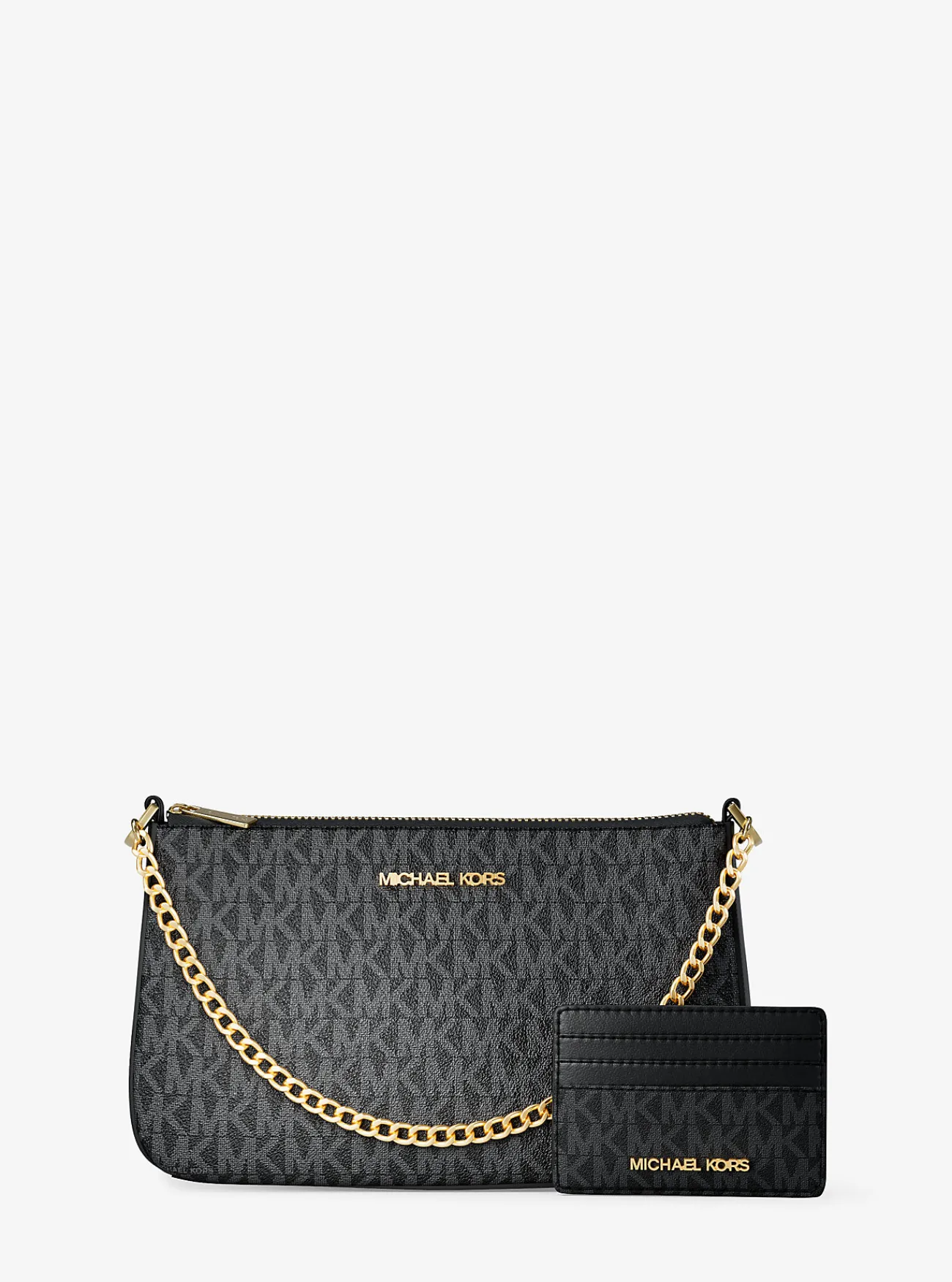 Michael Kors Cadeauset met middelgroot tasje met logo en kaarthouder ZWART Best