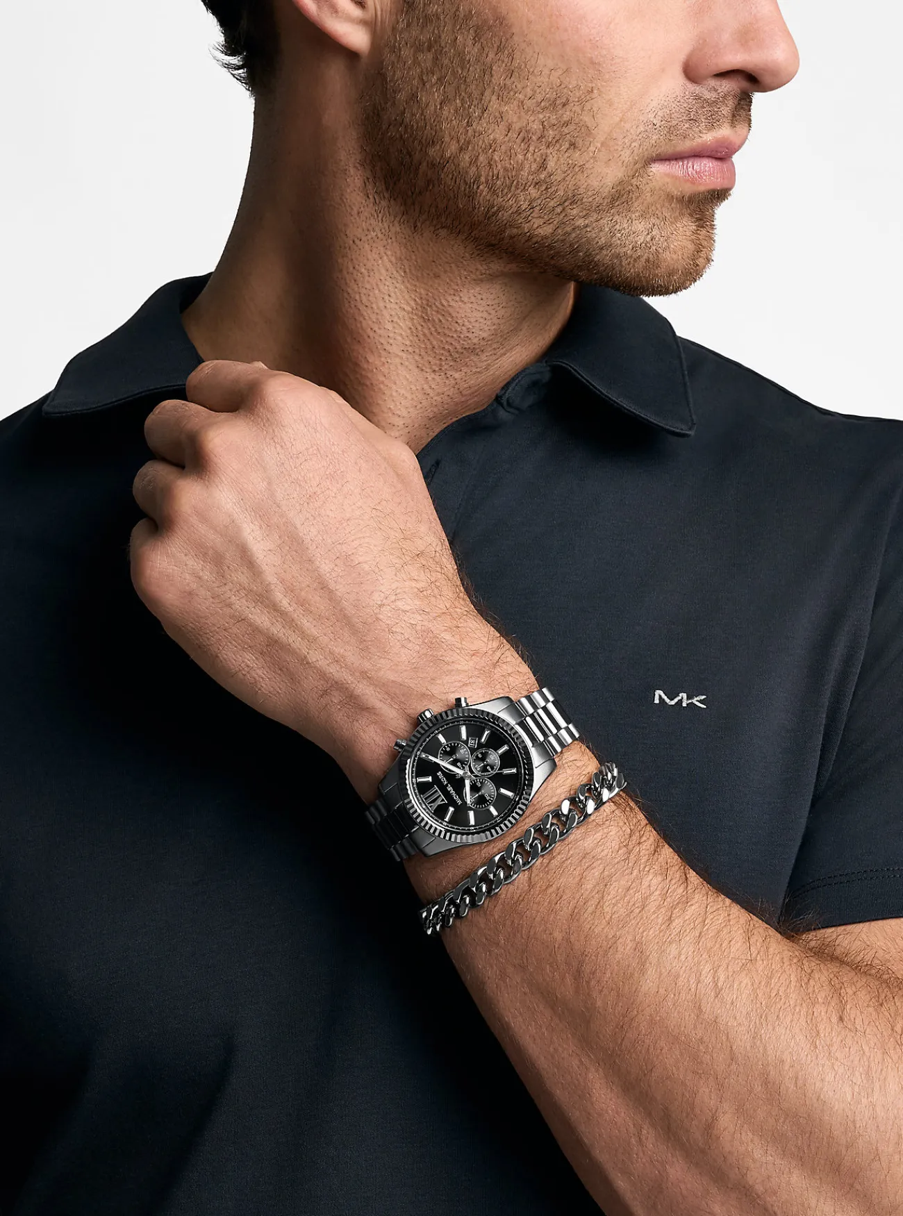Michael Kors Cadeauset met oversized, horloge Lexington en armband STAALGRIJS Hot