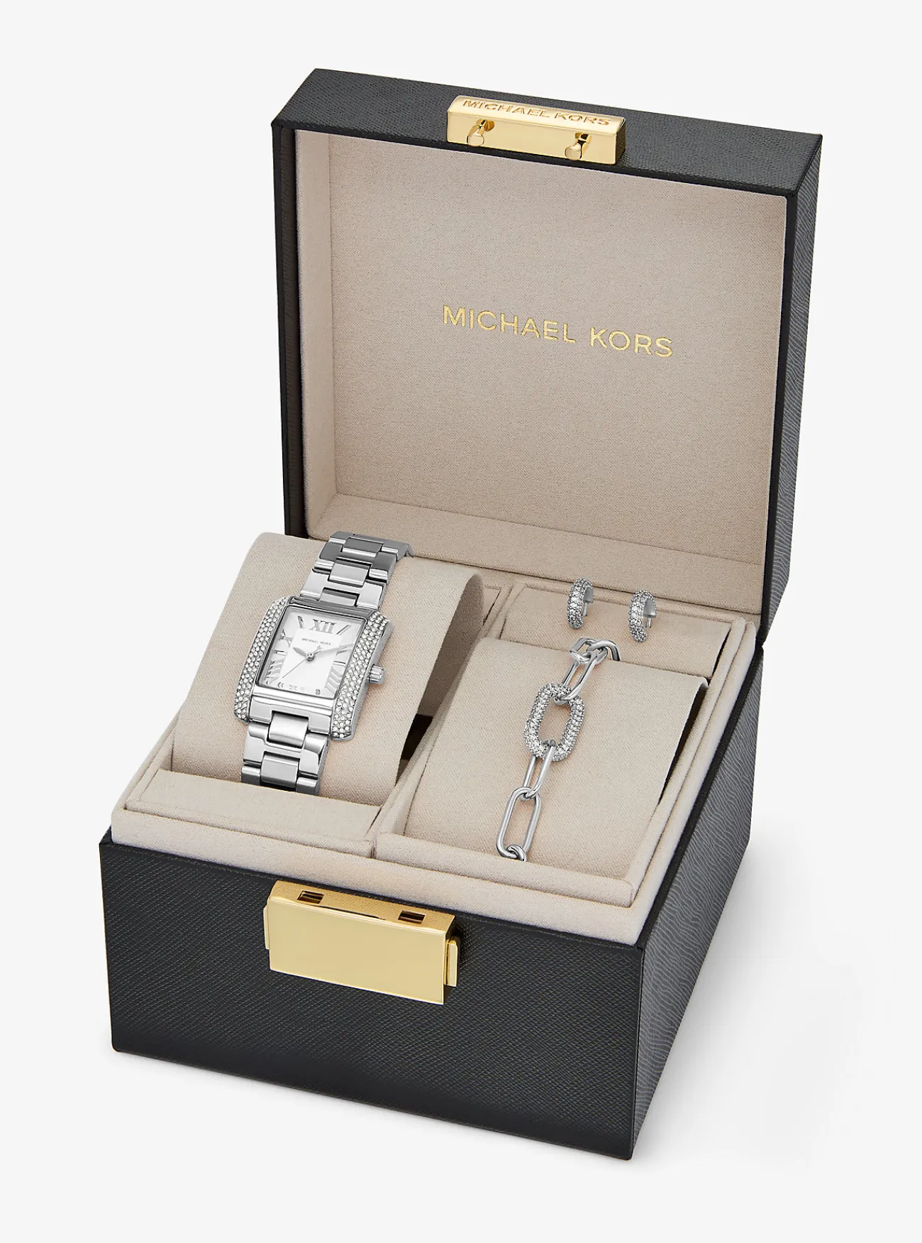 Michael Kors Cadeauset met petite kleurig horloge Emery met siersteentjes en sieraden ZILVER Outlet