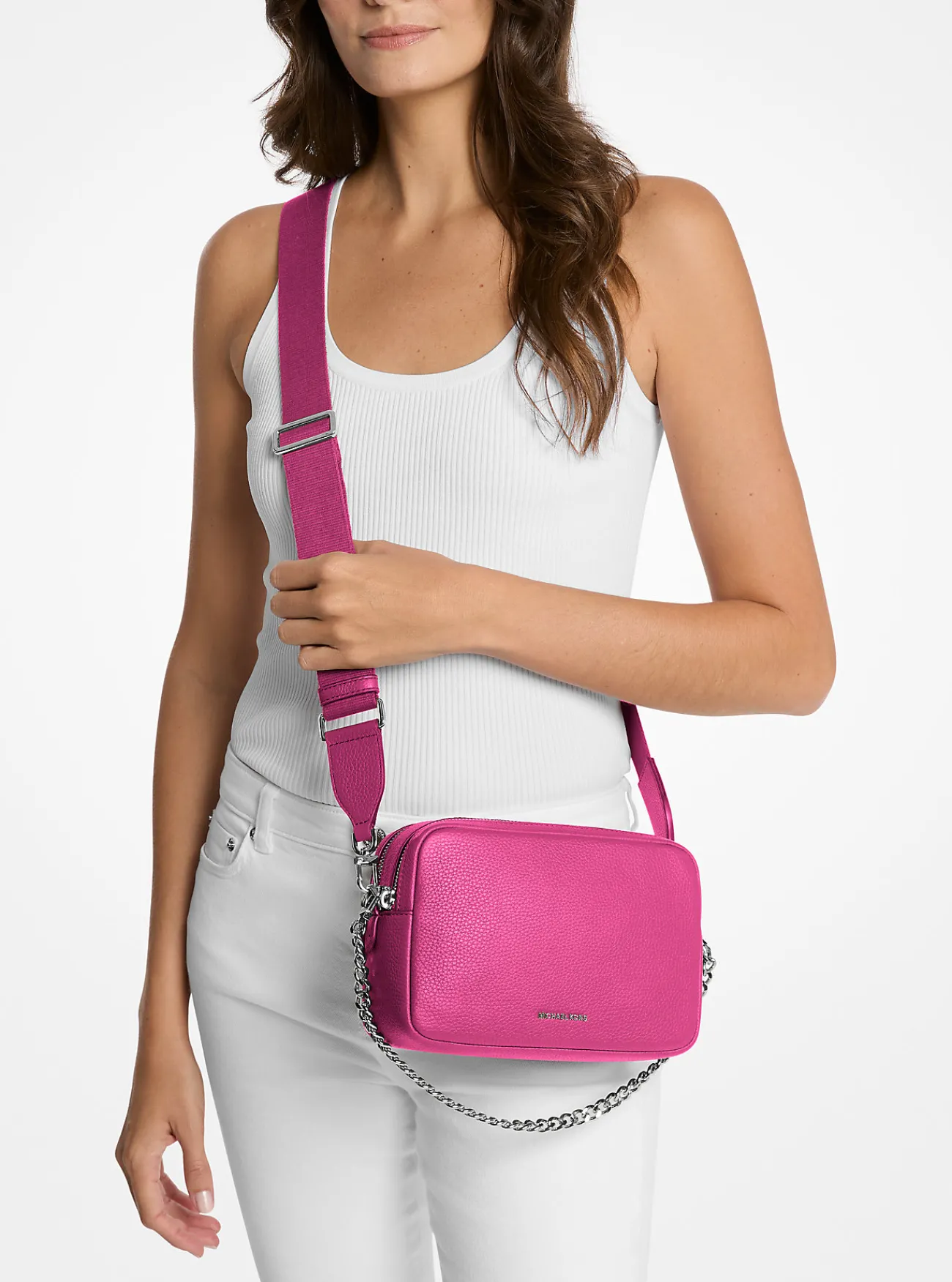 Michael Kors Cameracrossbodytas Bryant van getrommeld leer, middelgroot WILDEBES Hot