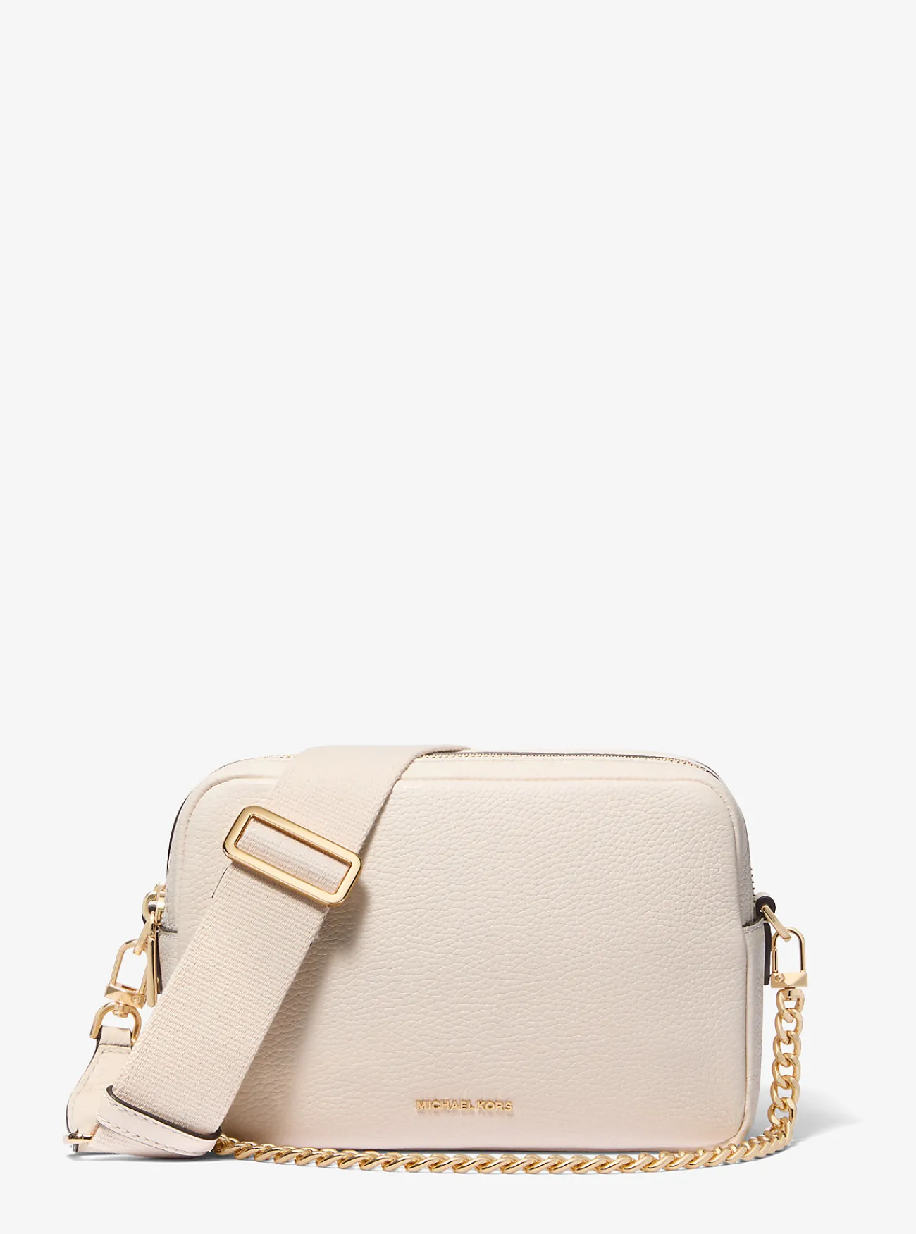 Michael Kors Cameracrossbodytas Bryant van getrommeld leer, middelgroot LICHTCRÈME Discount
