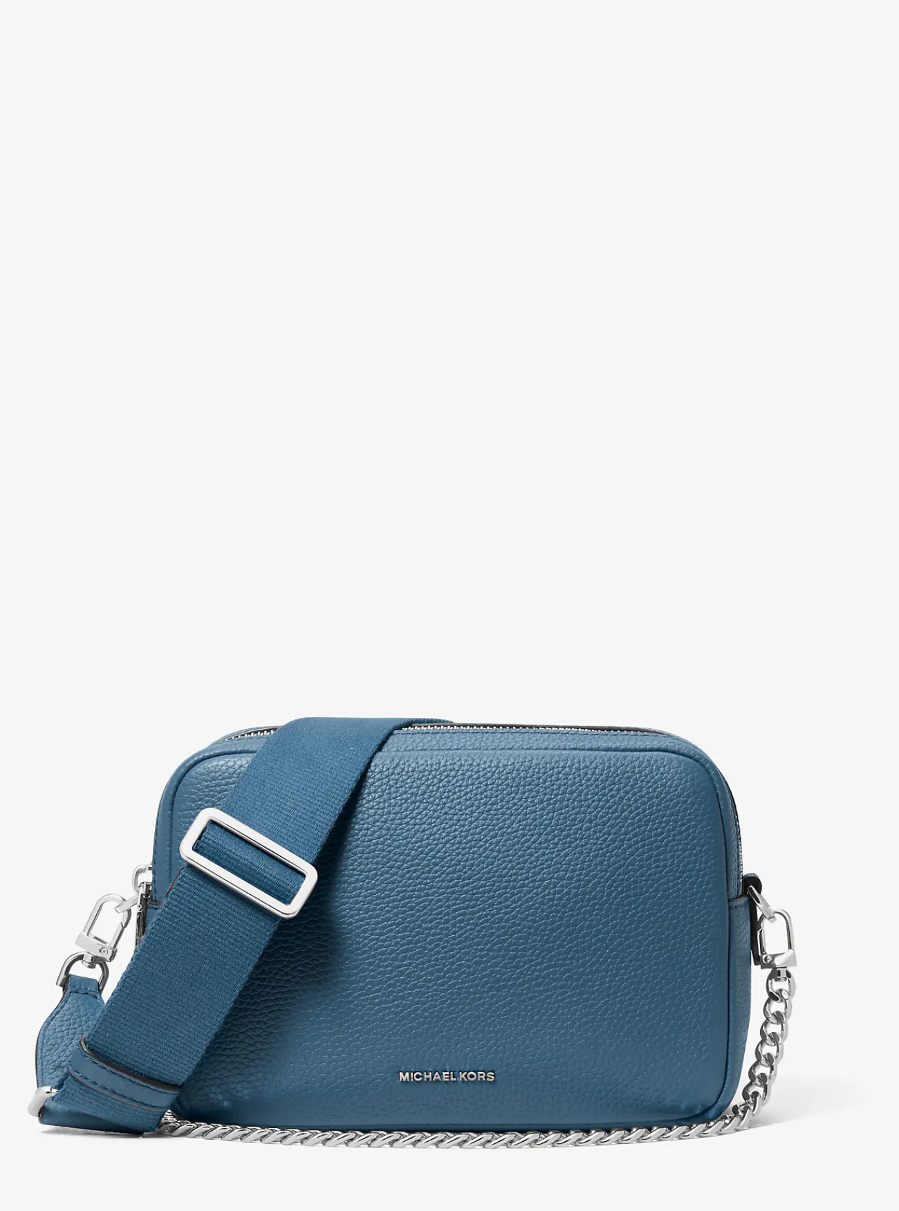 Michael Kors Cameracrossbodytas Bryant van getrommeld leer, middelgroot DONKERCHAMBRAY Sale