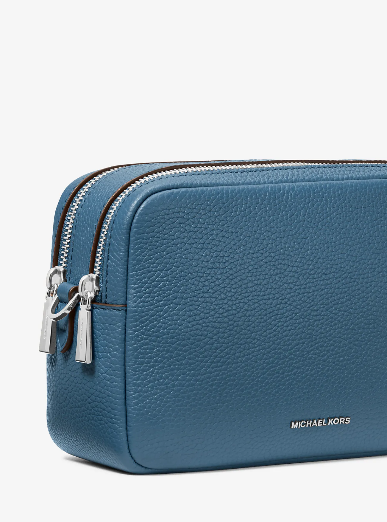 Michael Kors Cameracrossbodytas Bryant van getrommeld leer, middelgroot DONKERCHAMBRAY Sale