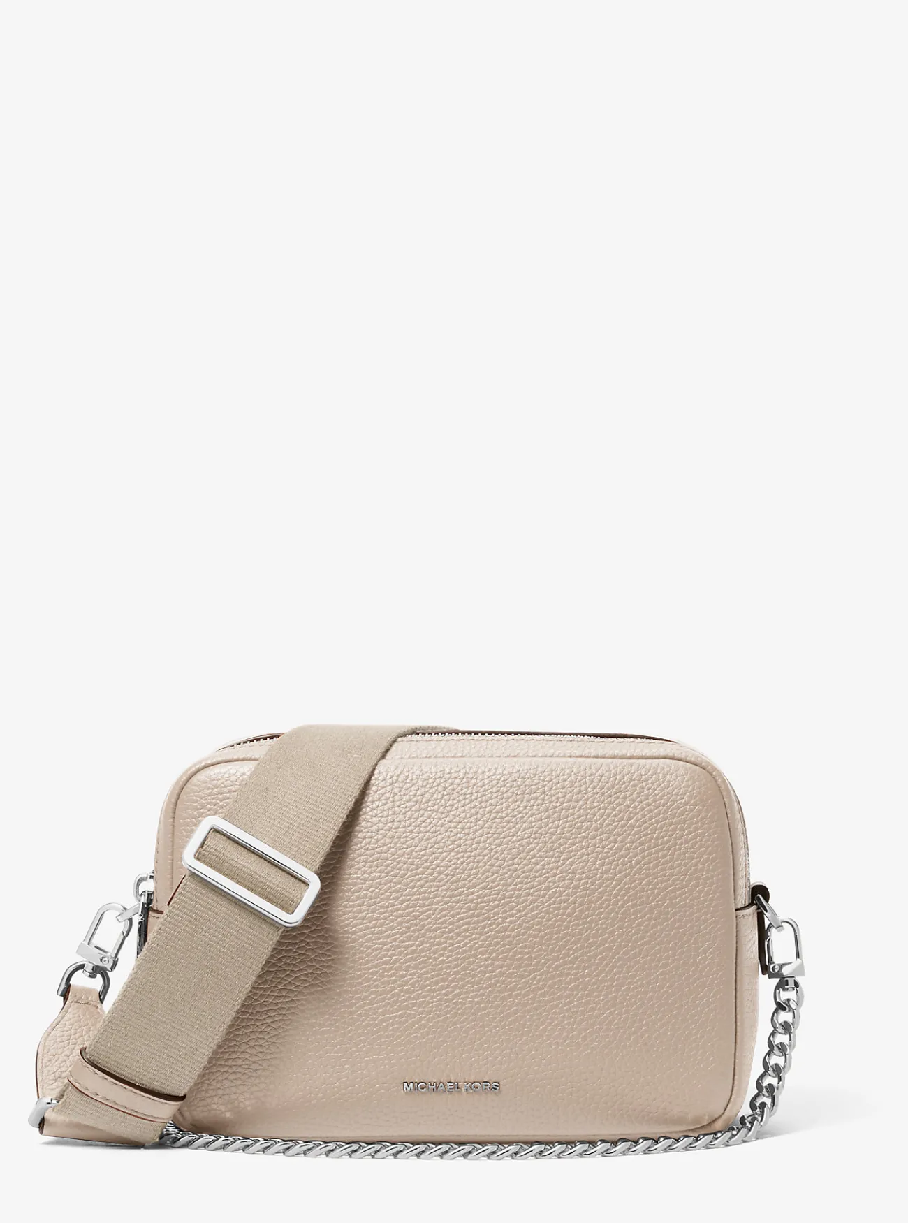 Michael Kors Cameracrossbodytas Bryant van getrommeld leer, middelgroot LICHTZAND Sale