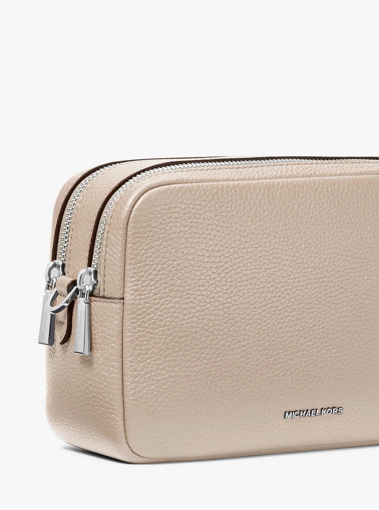 Michael Kors Cameracrossbodytas Bryant van getrommeld leer, middelgroot LICHTZAND Sale