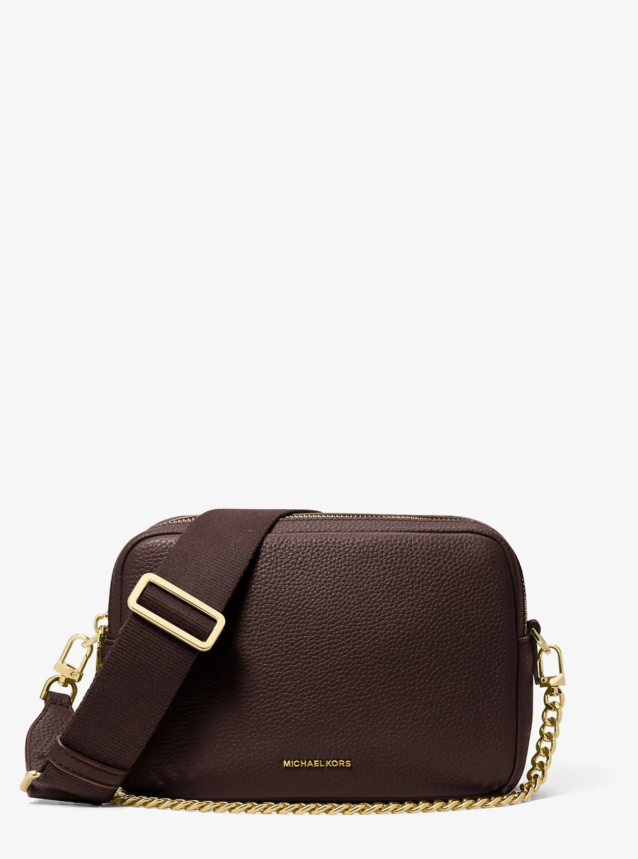 Michael Kors Cameracrossbodytas Bryant van getrommeld leer, middelgroot CHOCOLADE Hot