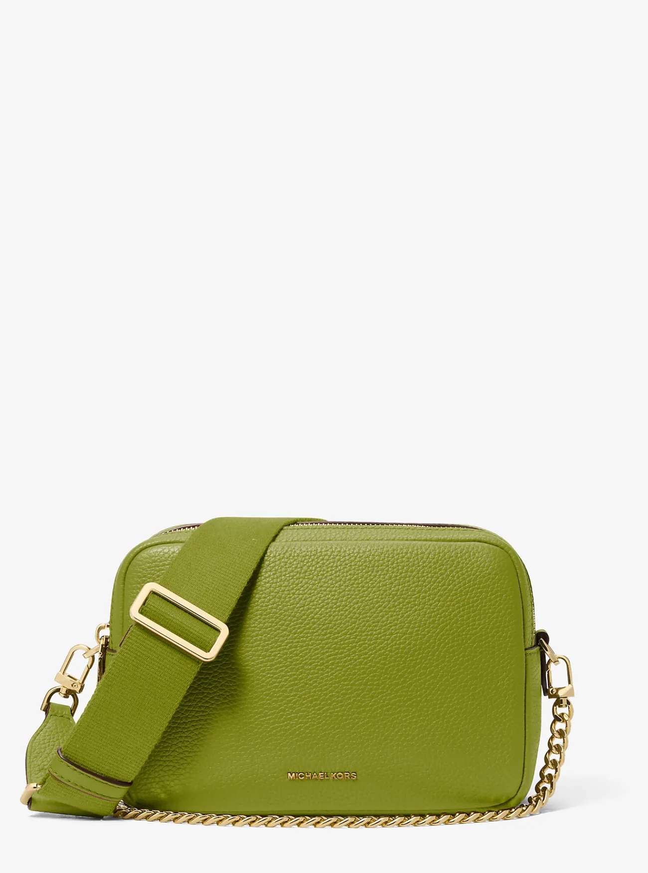 Michael Kors Cameracrossbodytas Bryant van getrommeld leer, middelgroot WEIDEGROEN Sale