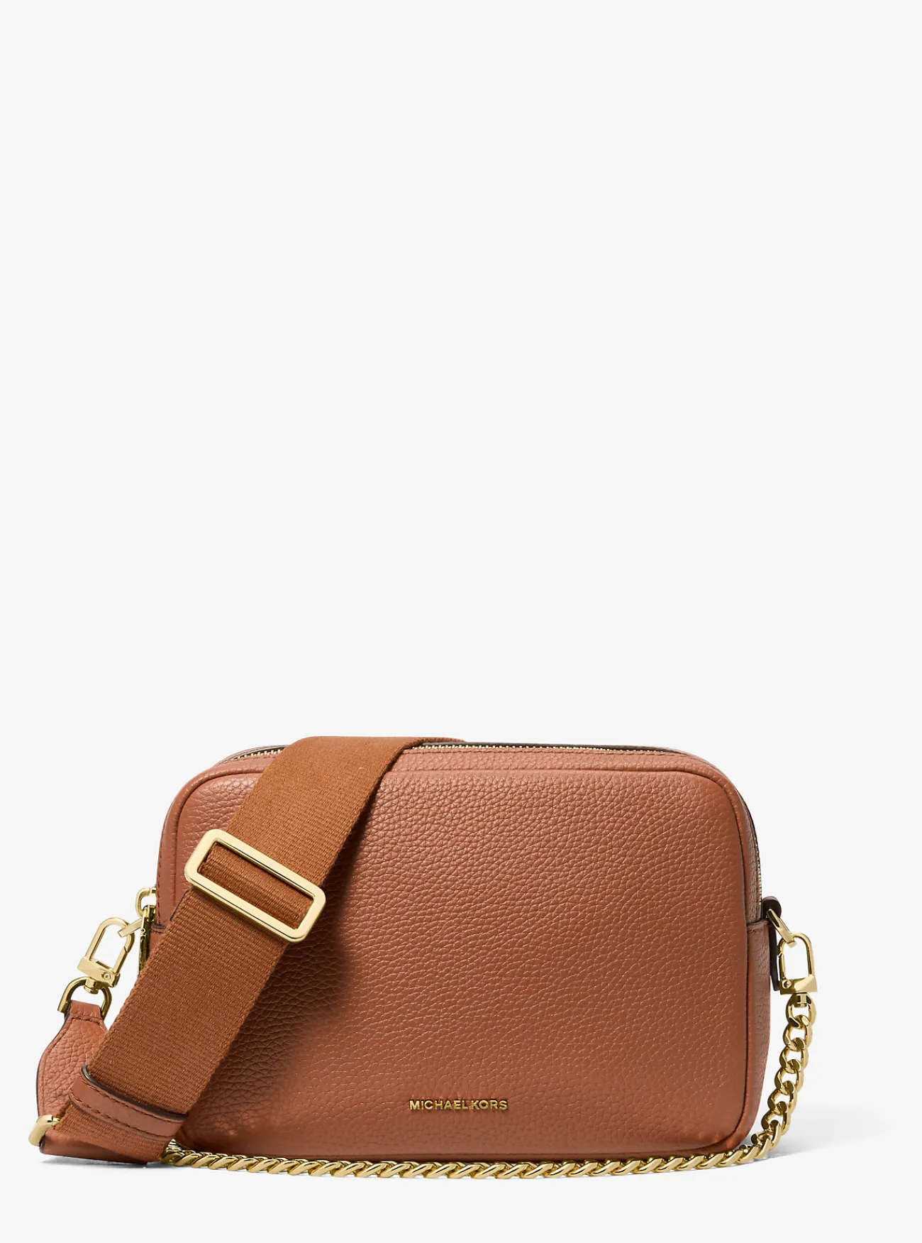 Michael Kors Cameracrossbodytas Bryant van getrommeld leer, middelgroot LUGGAGE New