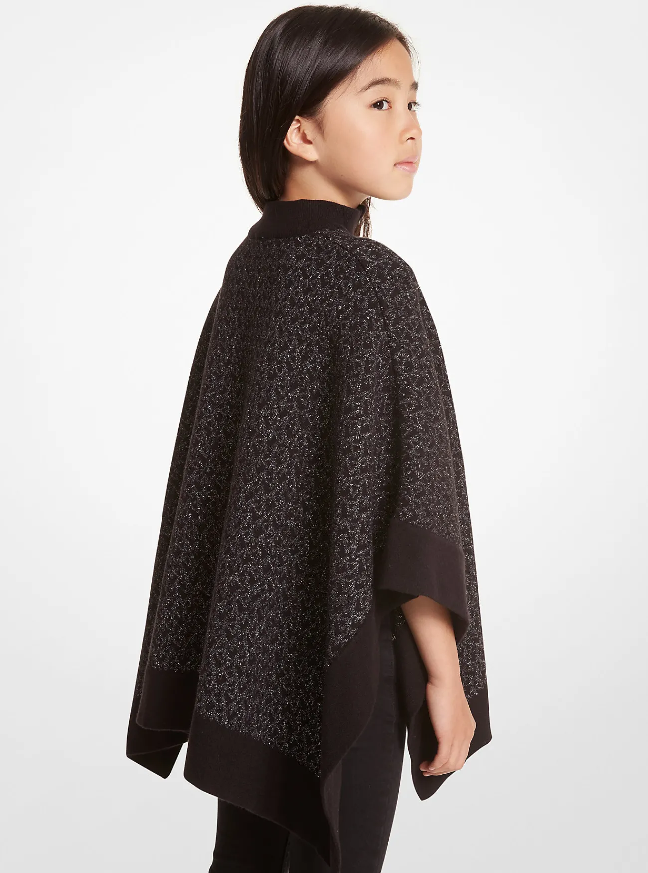 Michael Kors Cape van metallic breisel met logo ZWART New