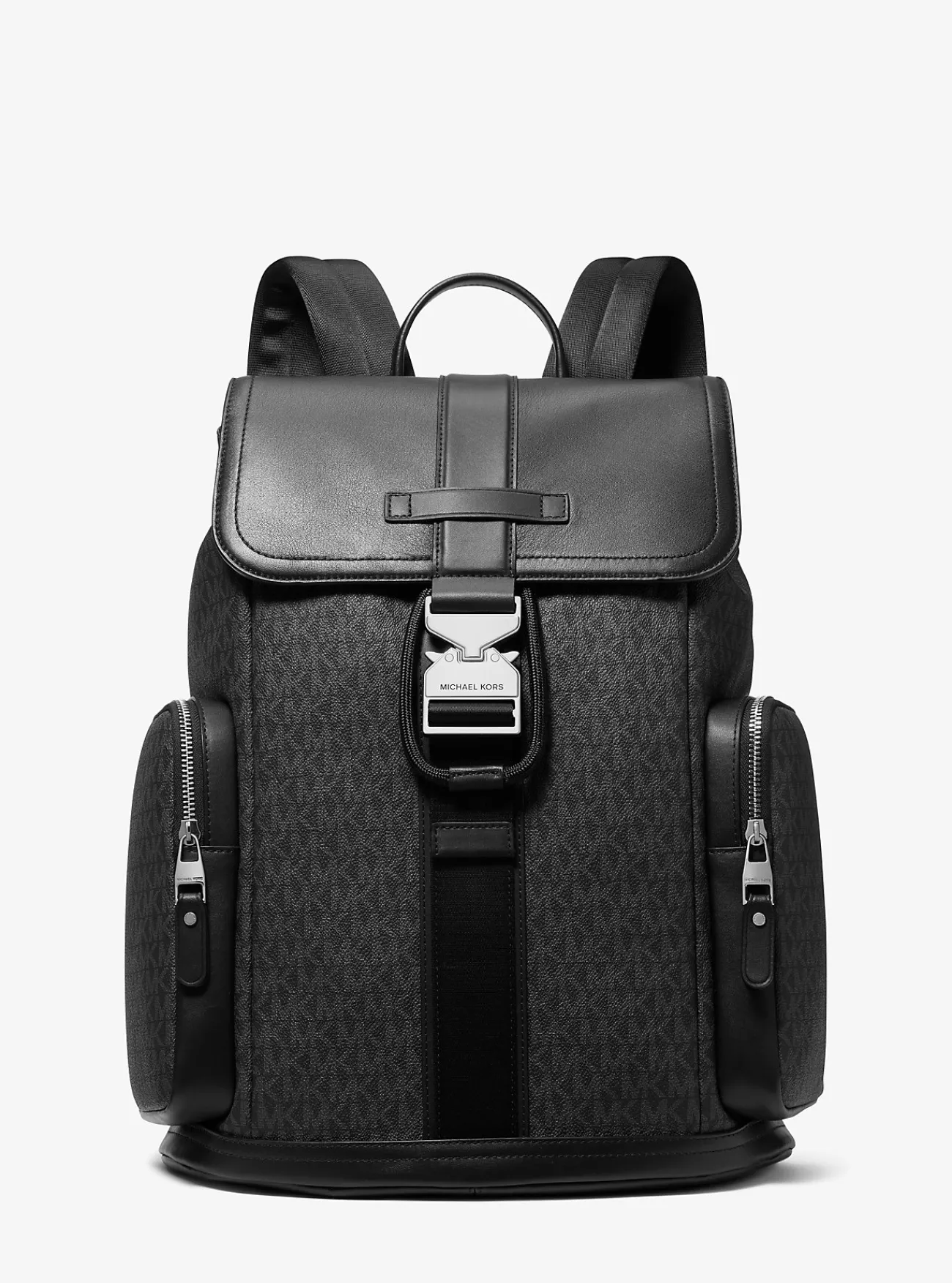 Michael Kors Cargorugzak Hudson van leer met kenmerkend logo ZWART Discount