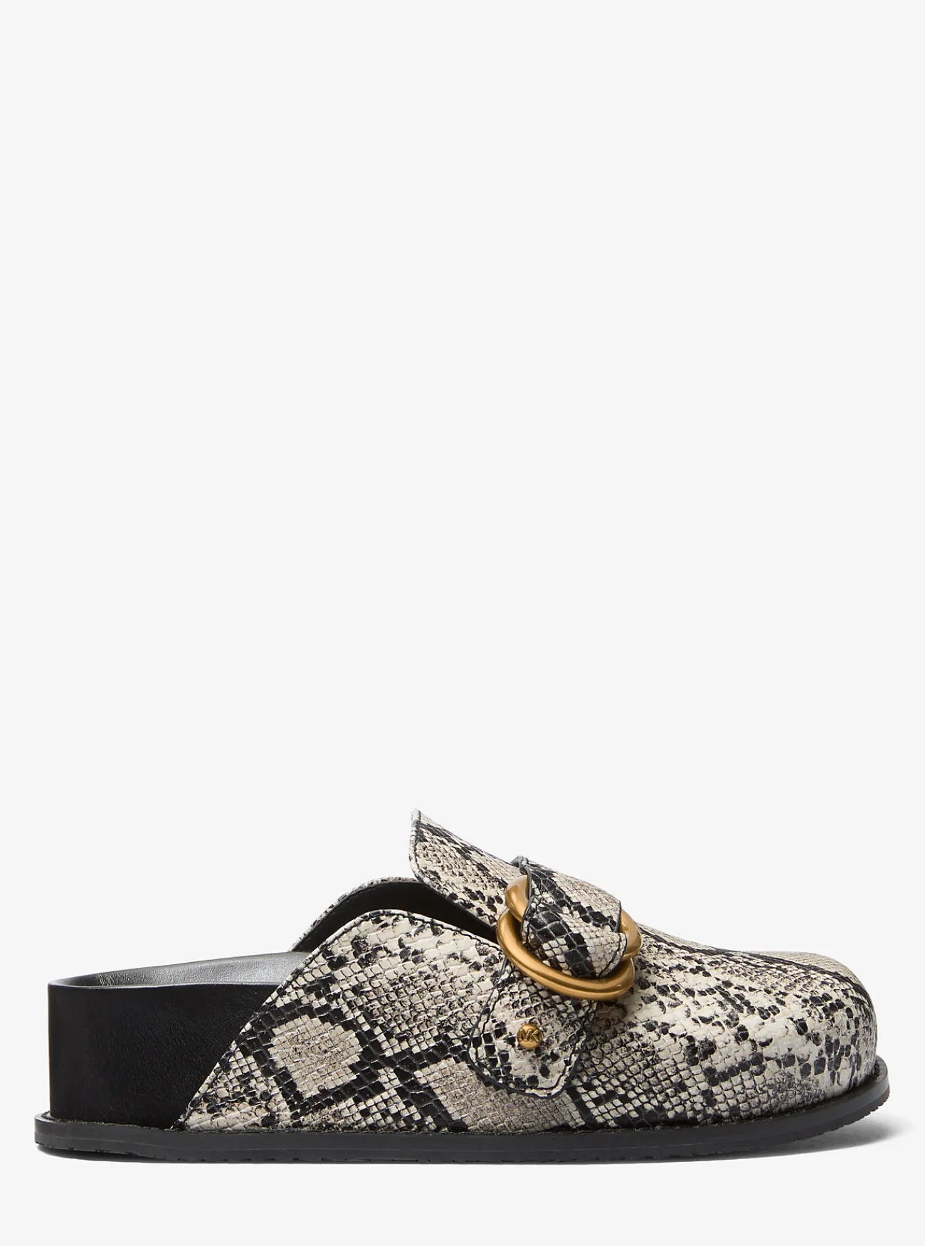 Michael Kors Clog Jaden van leer met slangenprint in reli&euml;f NATUREL Online