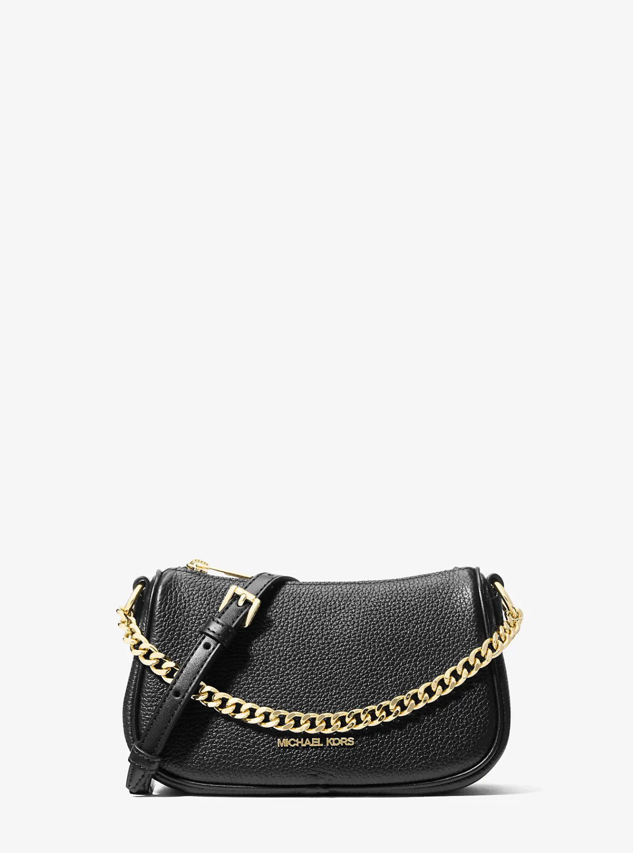 Michael Kors Crossbodytas Carmela van getrommeld leer, aanpasbaar en klein ZWART Discount