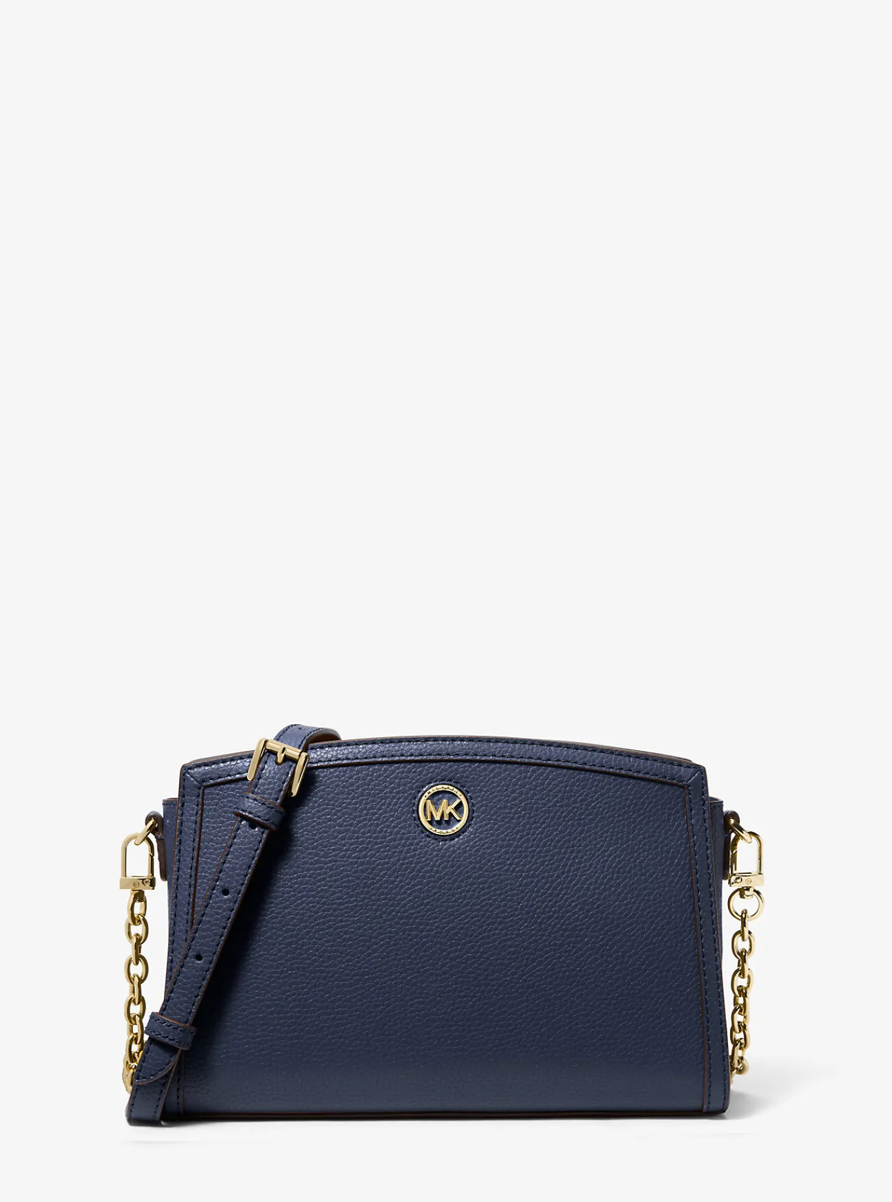 Michael Kors Crossbodytas Chantal van getrommeld leer, groot MARINEBLAUW Outlet
