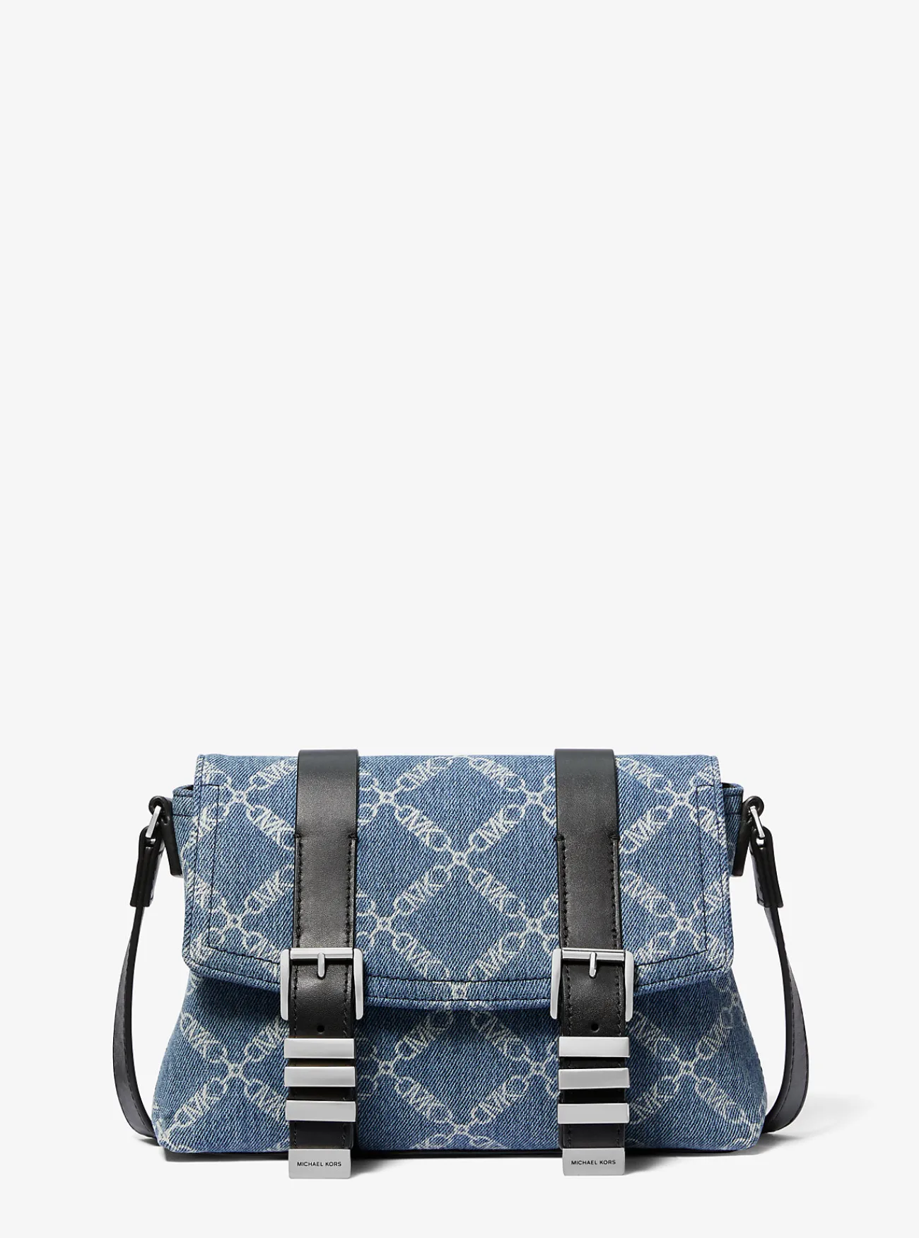 Michael Kors Crossbodytas Darrington van denim jacquard met ruitvormige Empire-print, mini UNIONMETWASSING Clearance
