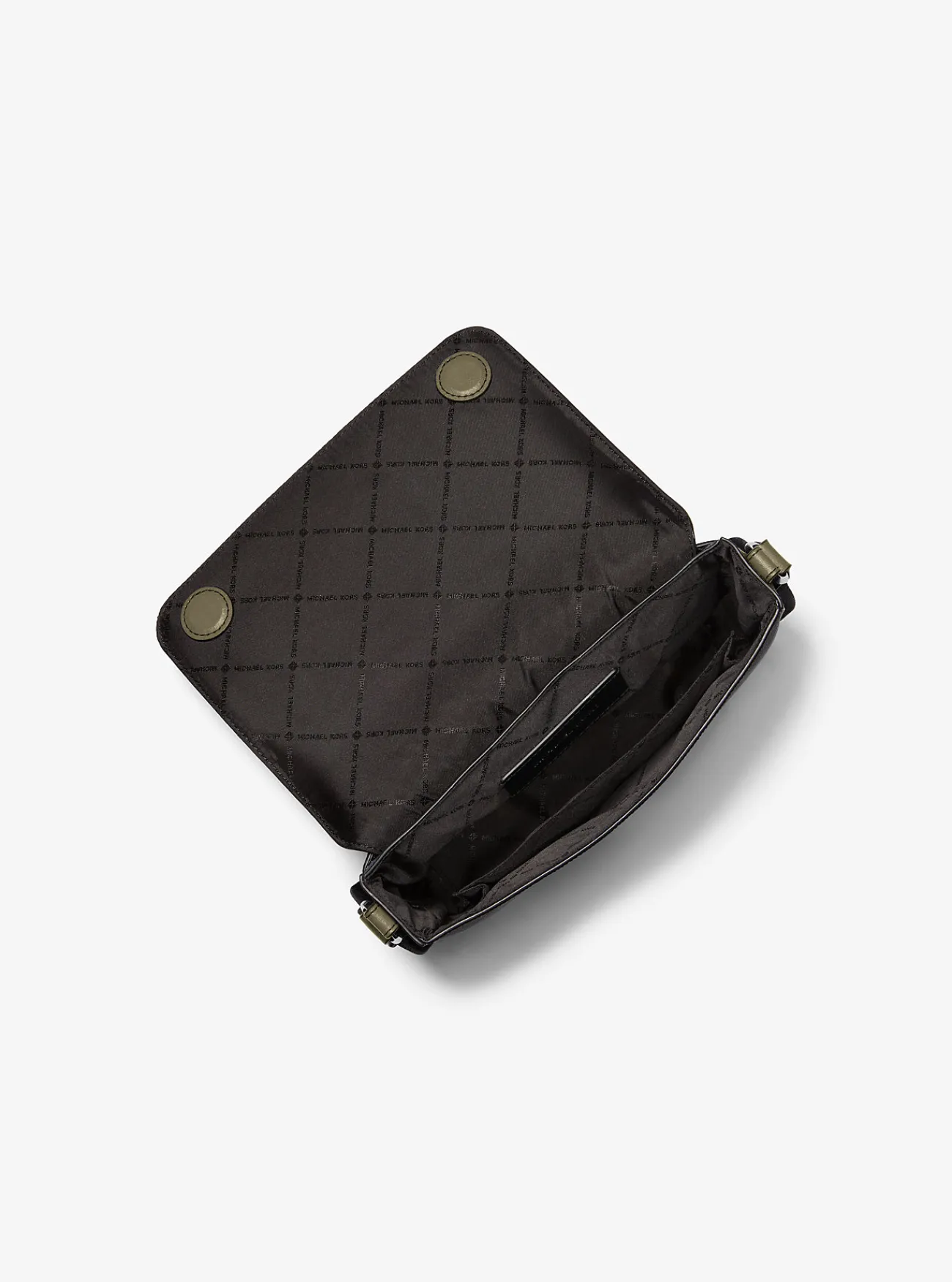 Michael Kors Crossbodytas Edison van leer met kruislingse nerf en tasje, mini SAFARIGROEN Hot