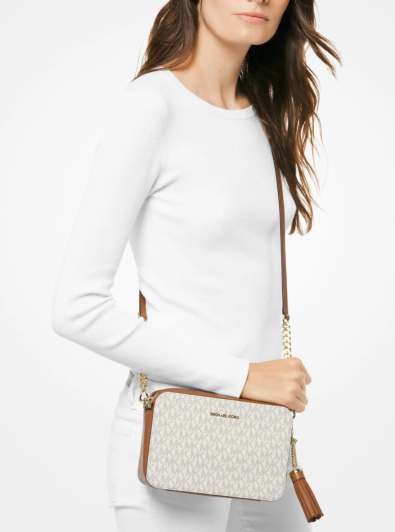 Michael Kors Crossbodytas Ginny met logo, middelgroot VANILLE Fashion