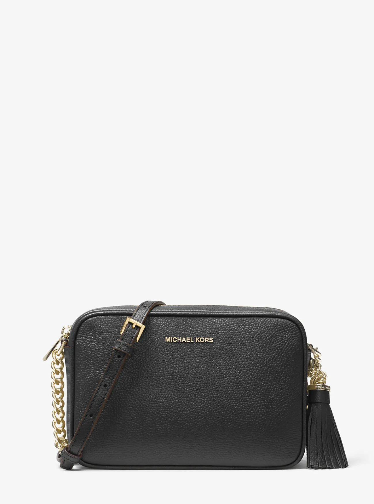 Michael Kors Crossbodytas Ginny van leer ZWART Clearance