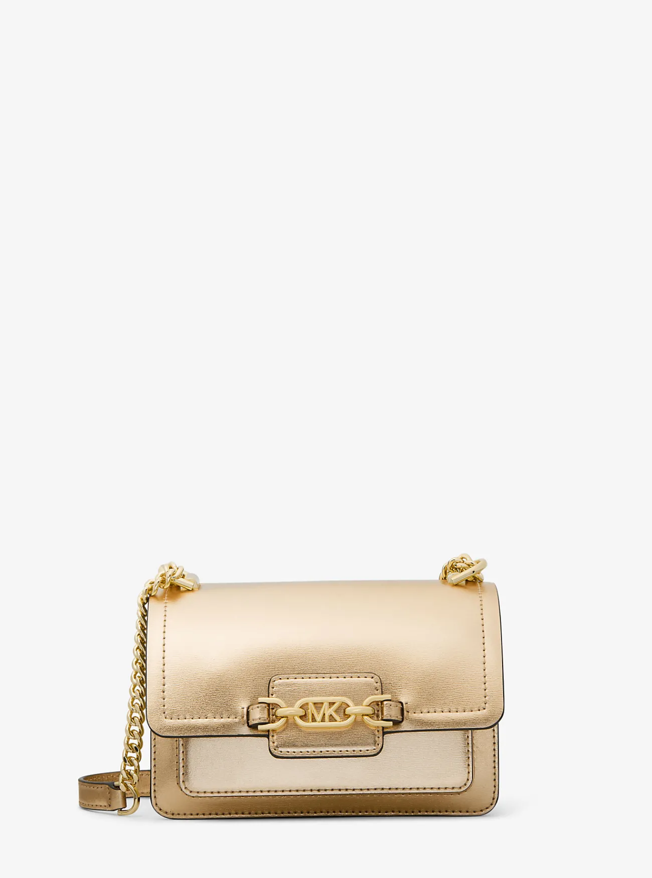 Michael Kors Crossbodytas Heather van metallic leer, extra klein LICHTGOUD Clearance