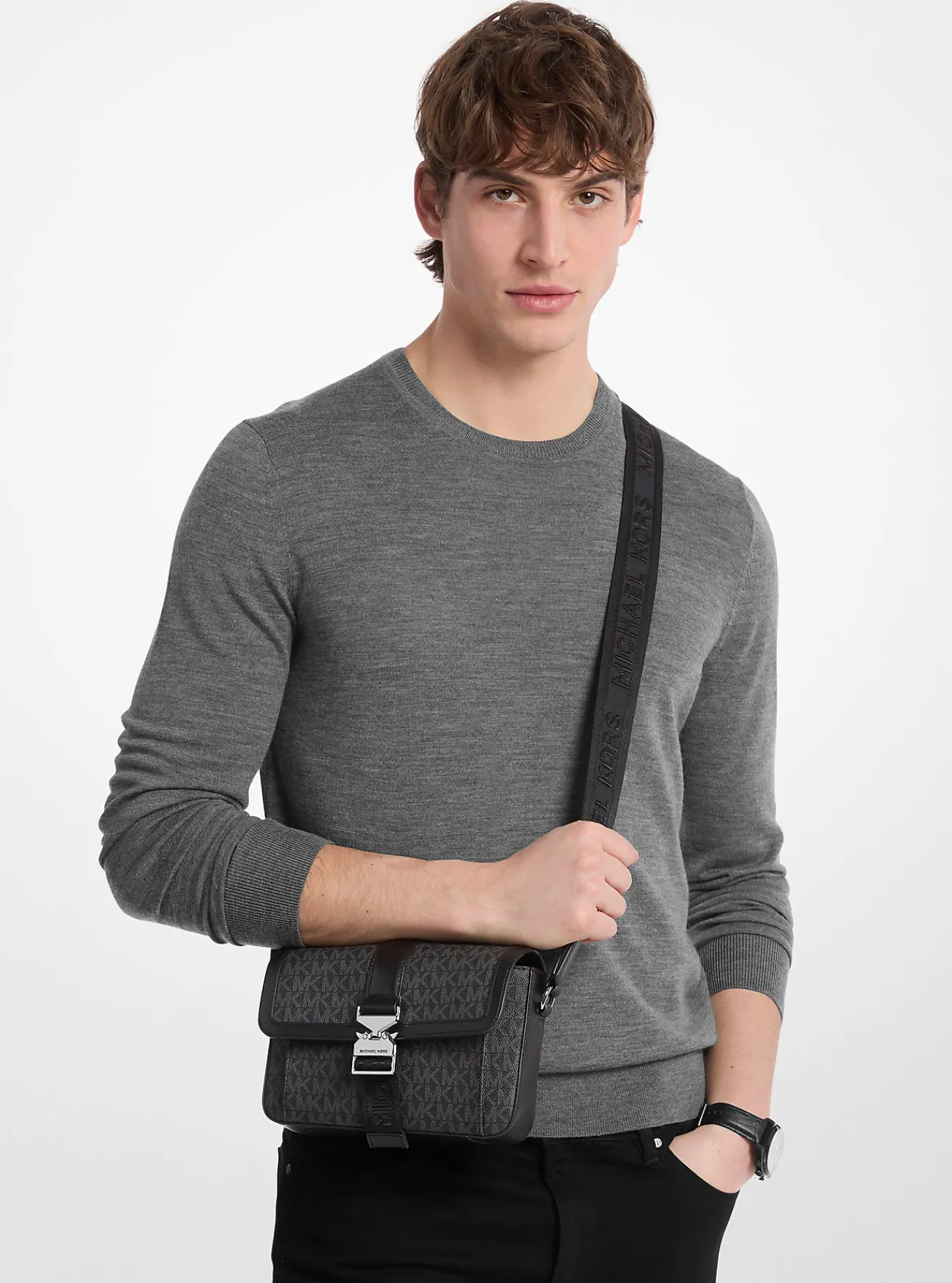 Michael Kors Crossbodytas Hudson met kenmerkend logo ZWART New