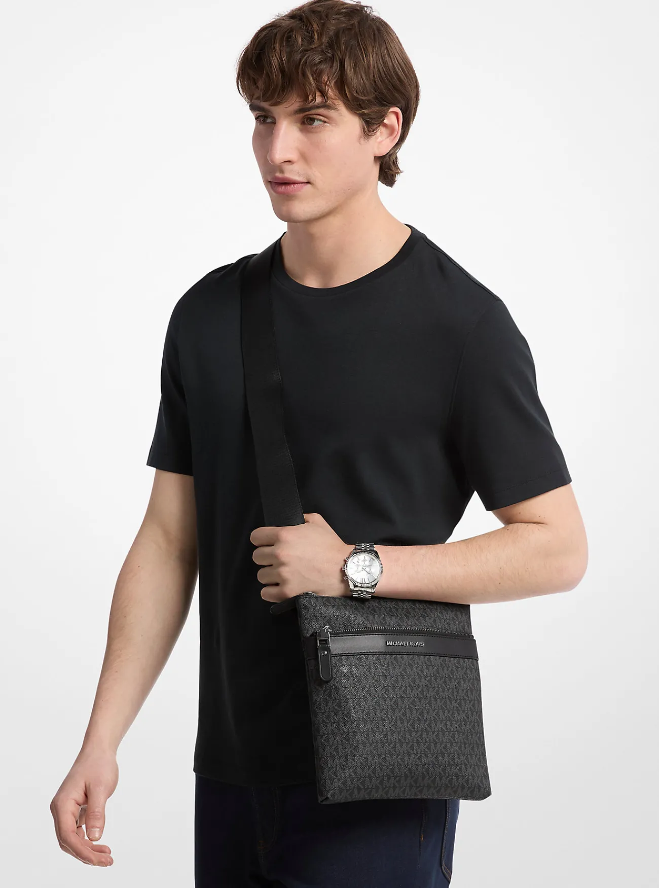 Michael Kors Crossbodytas Hudson met kenmerkend logo ZWART New