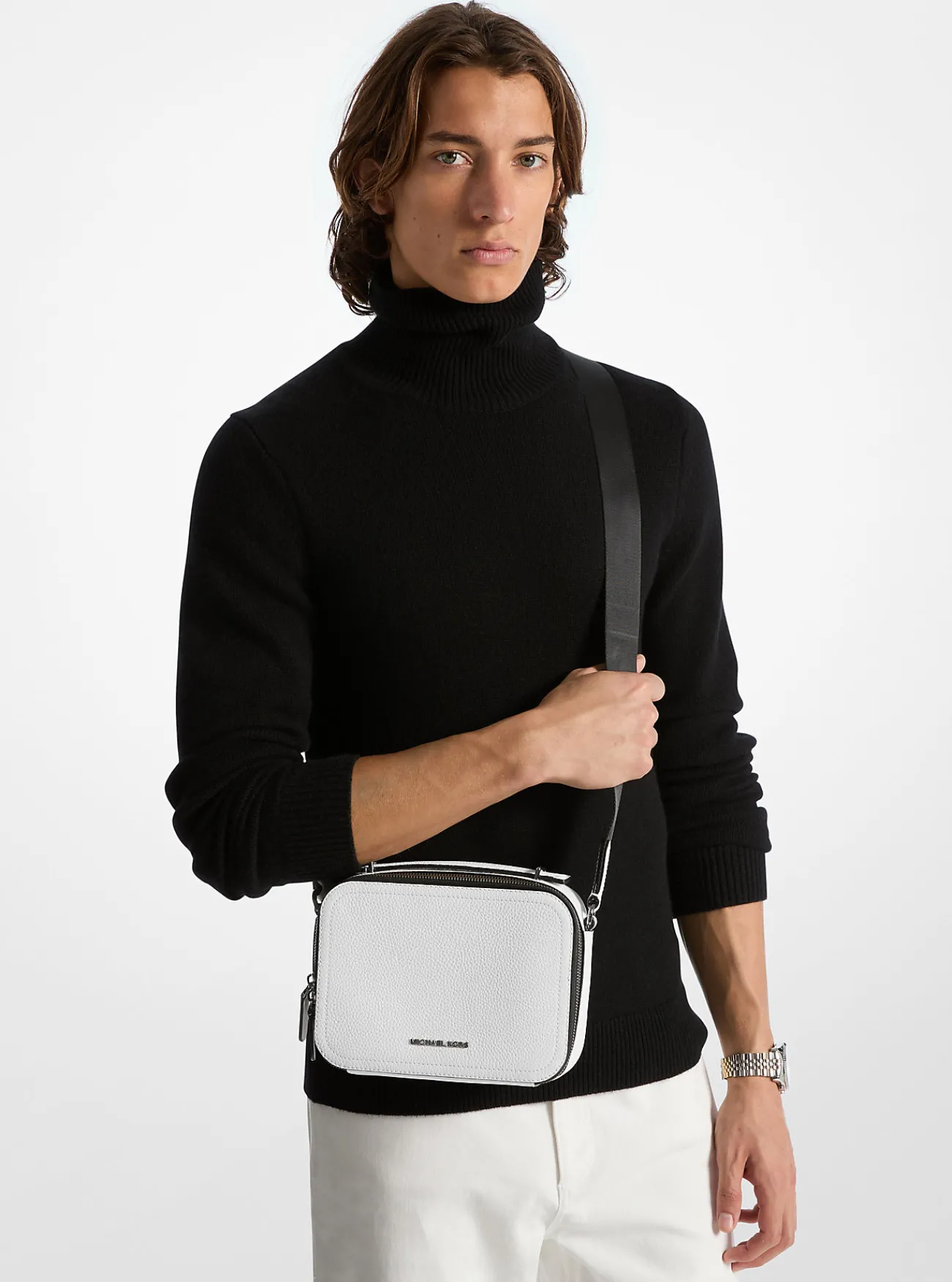 Michael Kors Crossbodytas Hudson van getrommeld leer Sale