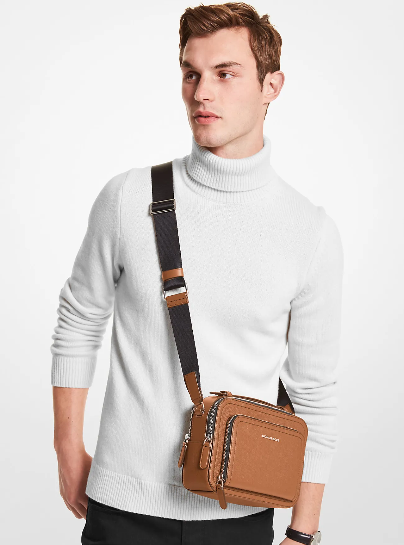 Michael Kors Crossbodytas Hudson van getrommeld leer LUGGAGE Clearance