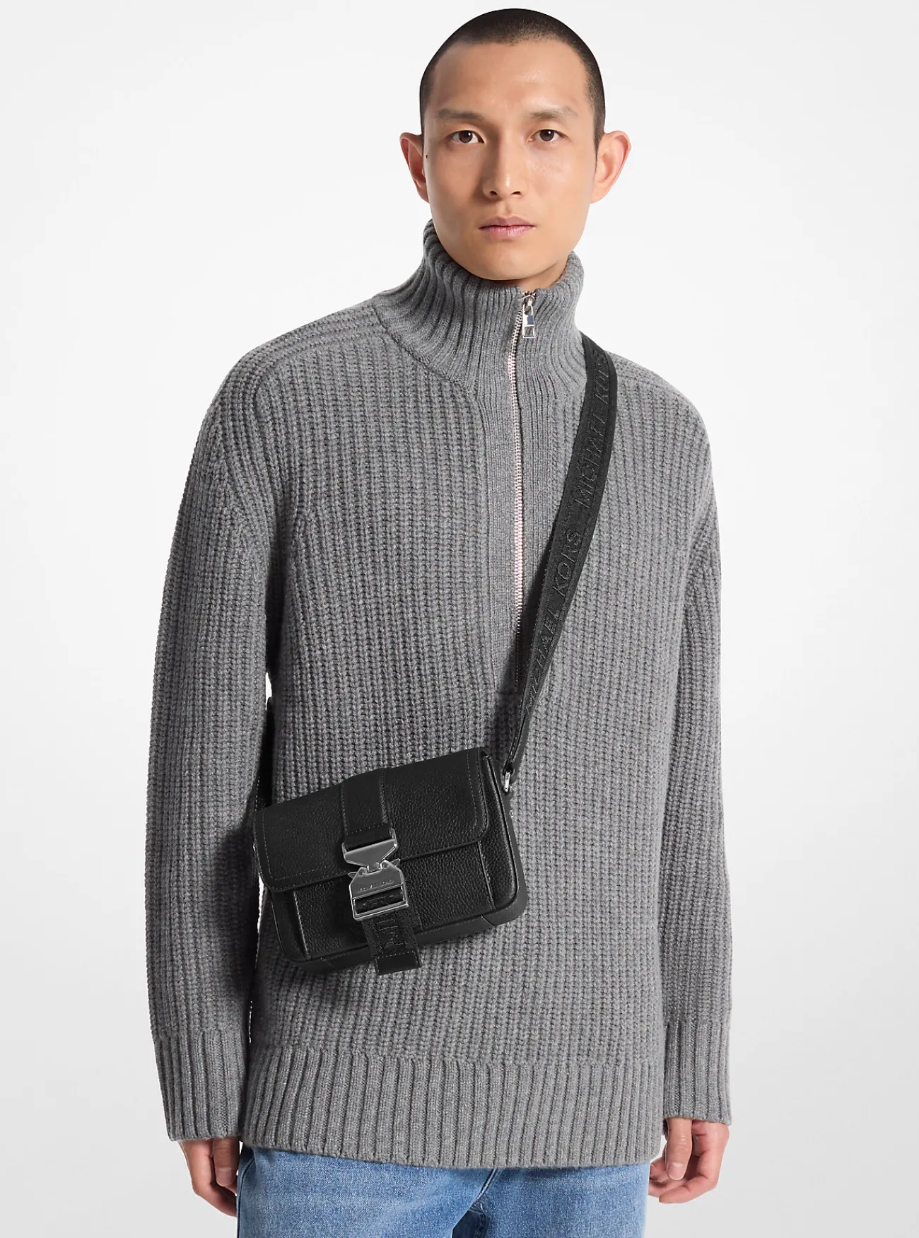 Michael Kors Crossbodytas Hudson van getrommeld leer ZWART Best