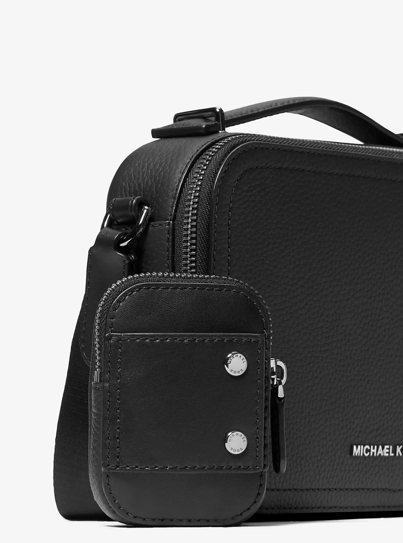 Michael Kors Crossbodytas Hudson van getrommeld leer ZWART Clearance