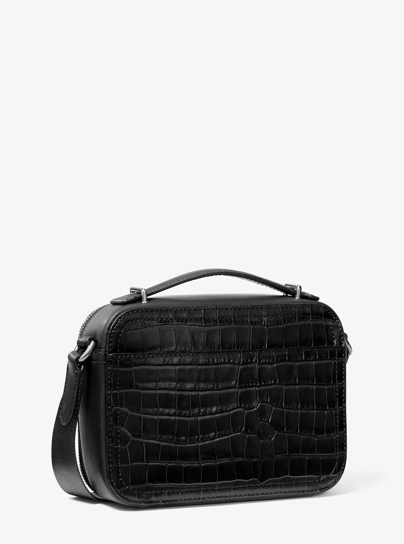 Michael Kors Crossbodytas Hudson van leer met krokodillenprint in reliëf ZWART Clearance