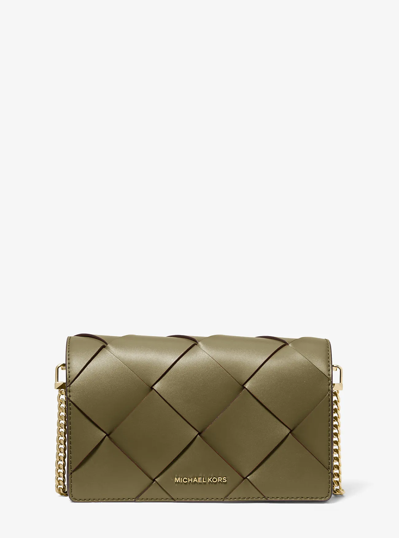 Michael Kors Crossbodytas Jet Set van geweven leer, middelgroot SAFARIGROEN Hot