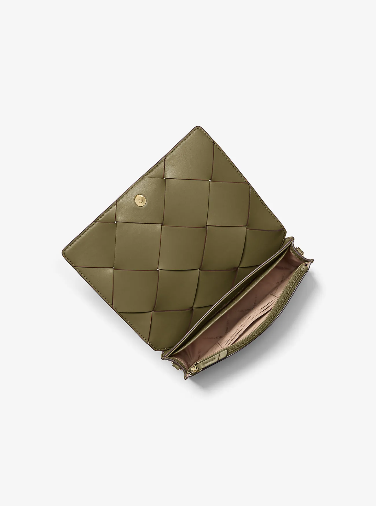 Michael Kors Crossbodytas Jet Set van geweven leer, middelgroot SAFARIGROEN Hot